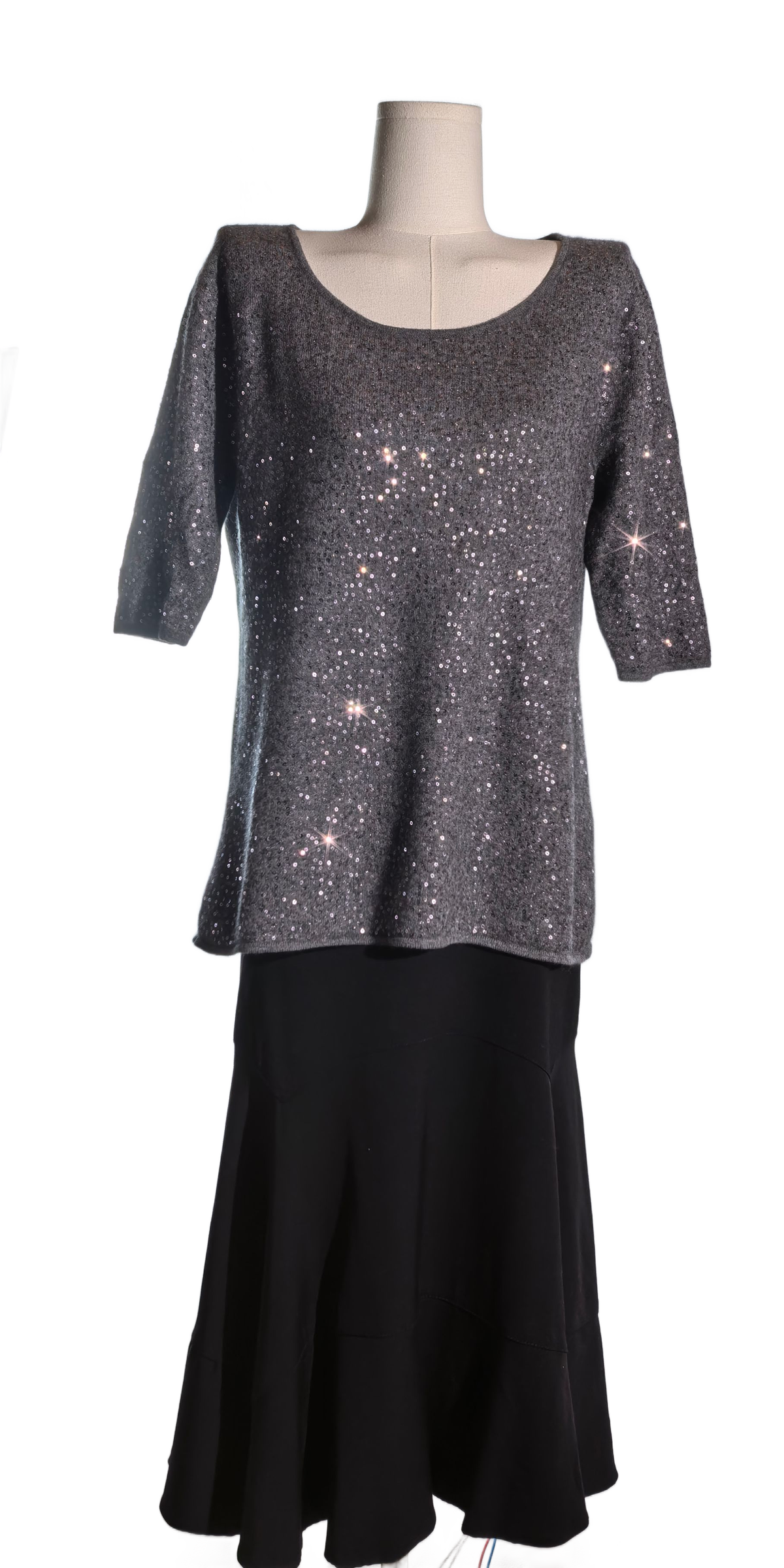 Bluza cu maneca scurta si paiete  din casmir - Neiman Marcus