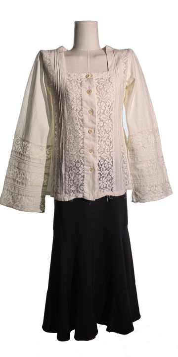 Camasa vintage din panza plina de bumbac cu broderie