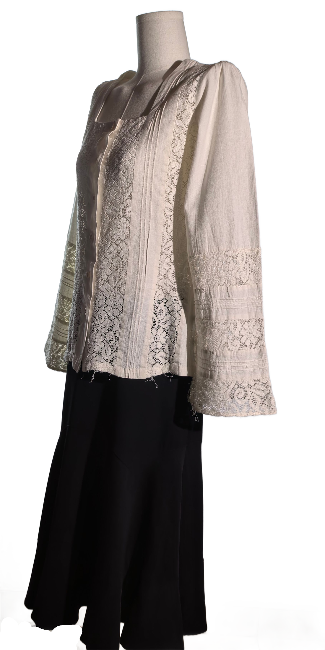 Camasa vintage din panza plina de bumbac cu broderie