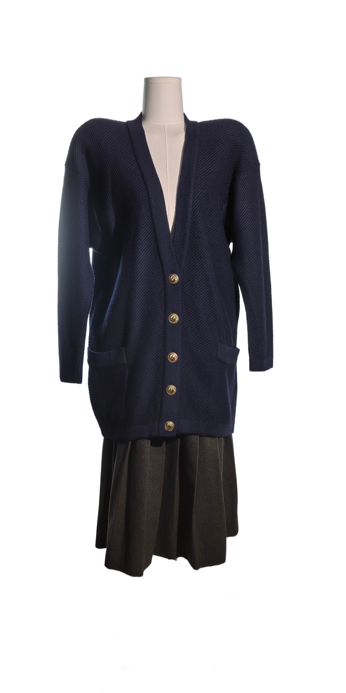 Cardigan amplu din merino extra fin - Blue Berry