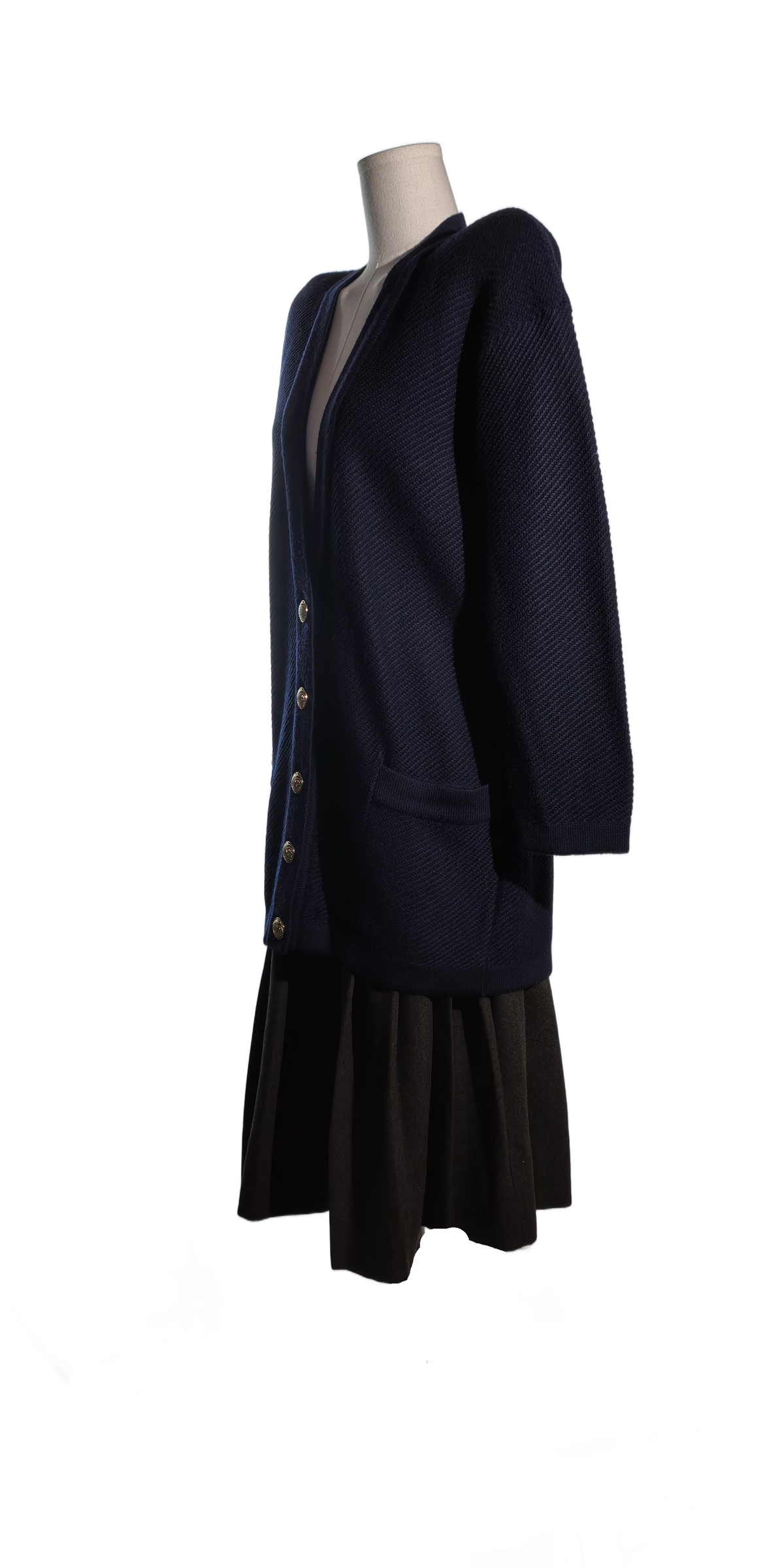 Cardigan amplu din merino extra fin - Blue Berry