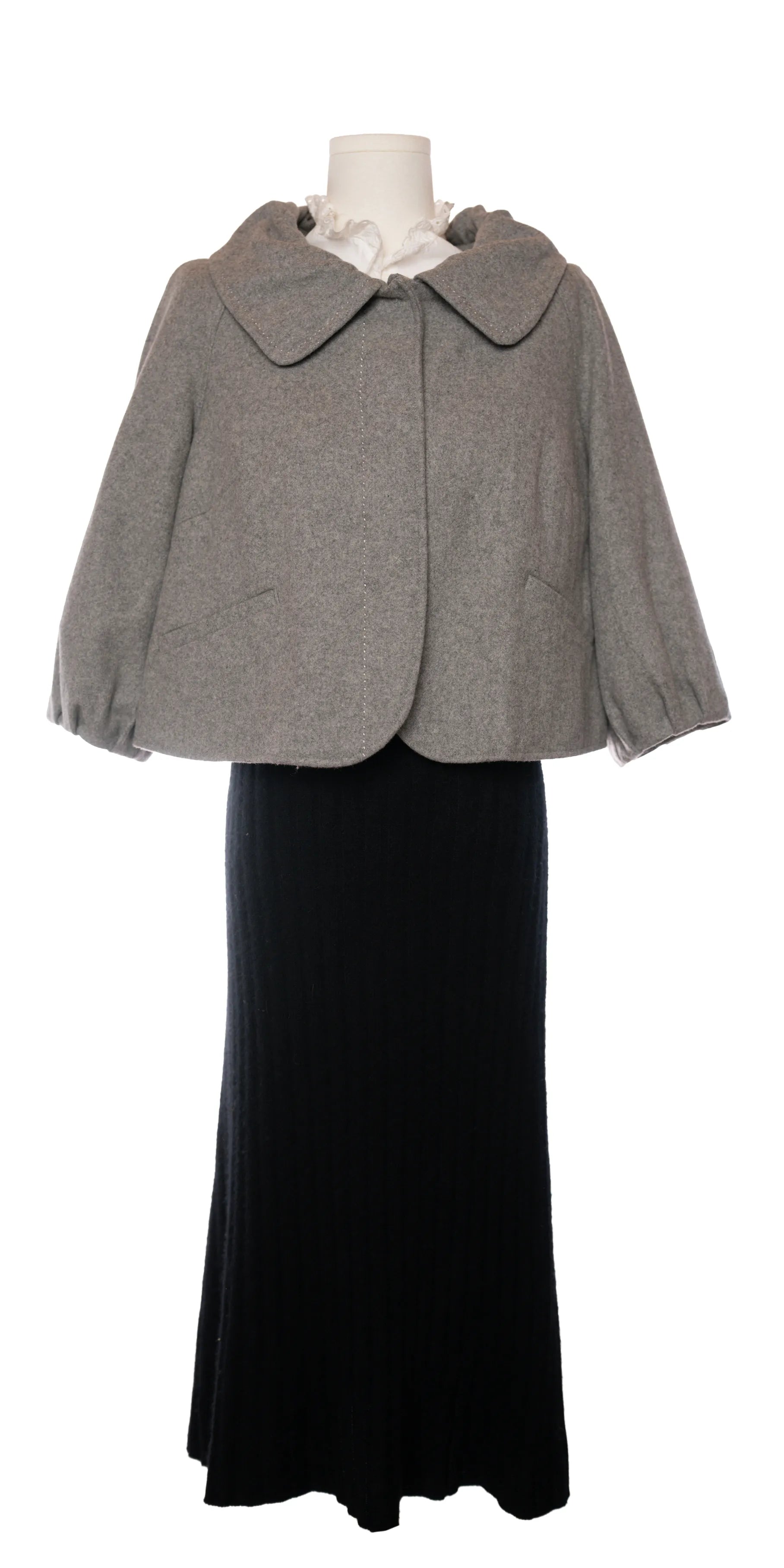 Blazer cu maneca 3/4 din lana - Peppercorn