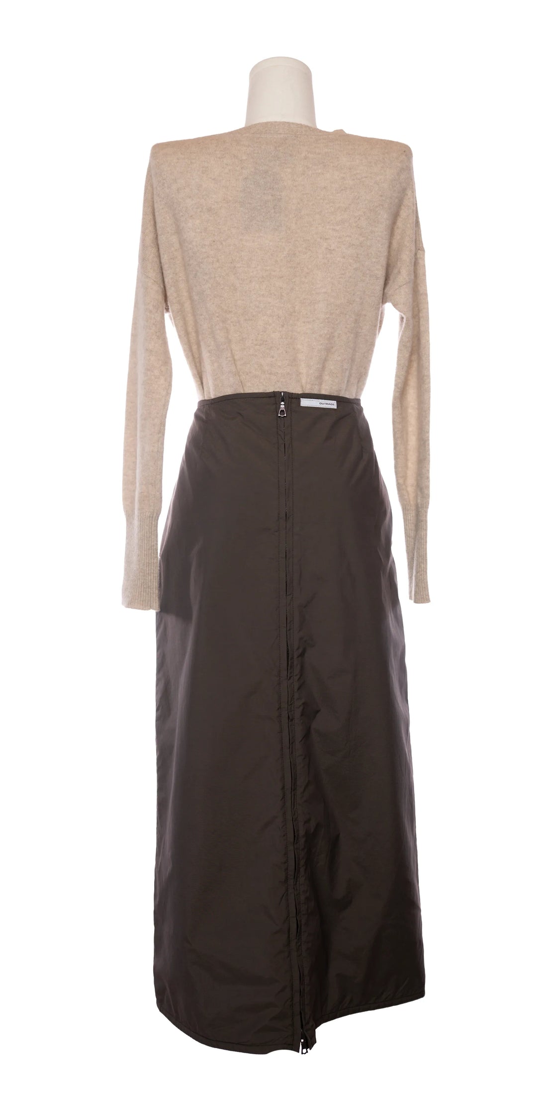 Fusta dreapta din fas cu fermoar la spate - Outrage