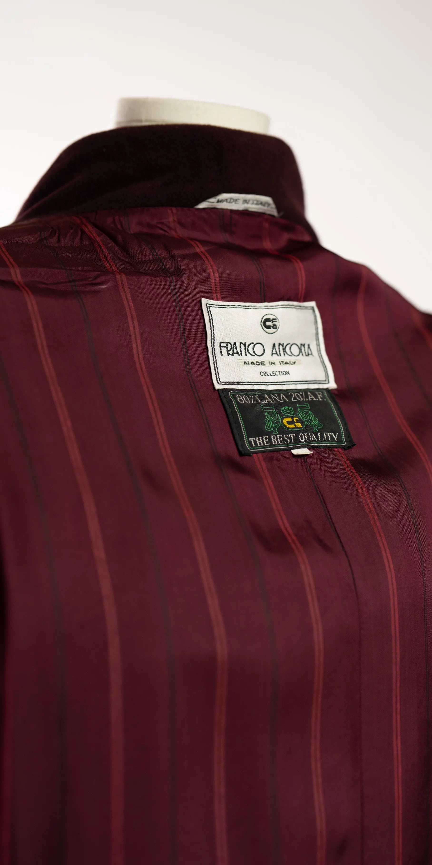 Palton bugundy din lana Franco Ancona