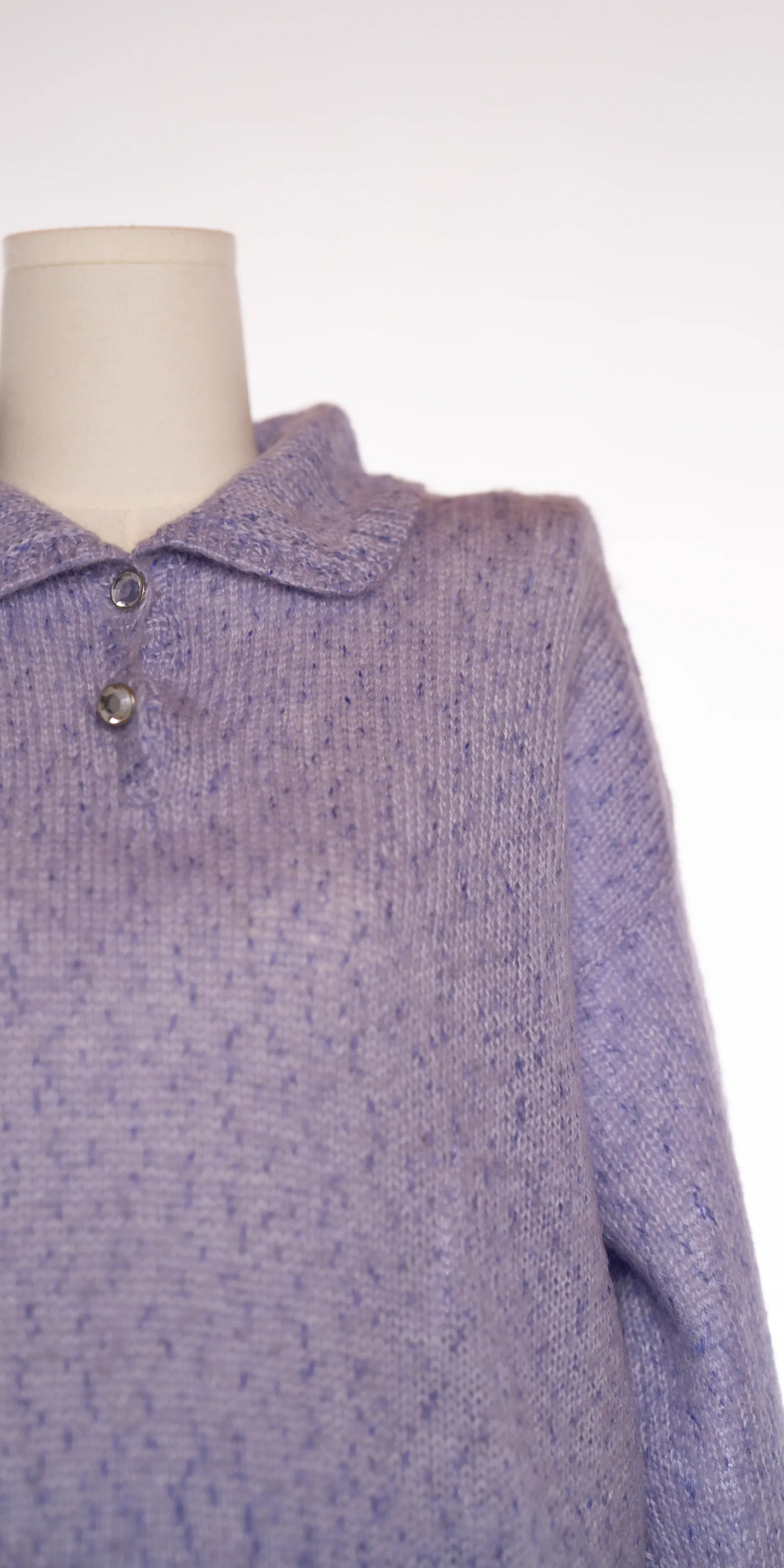 Pulover handmade polo din blend lana si mohair