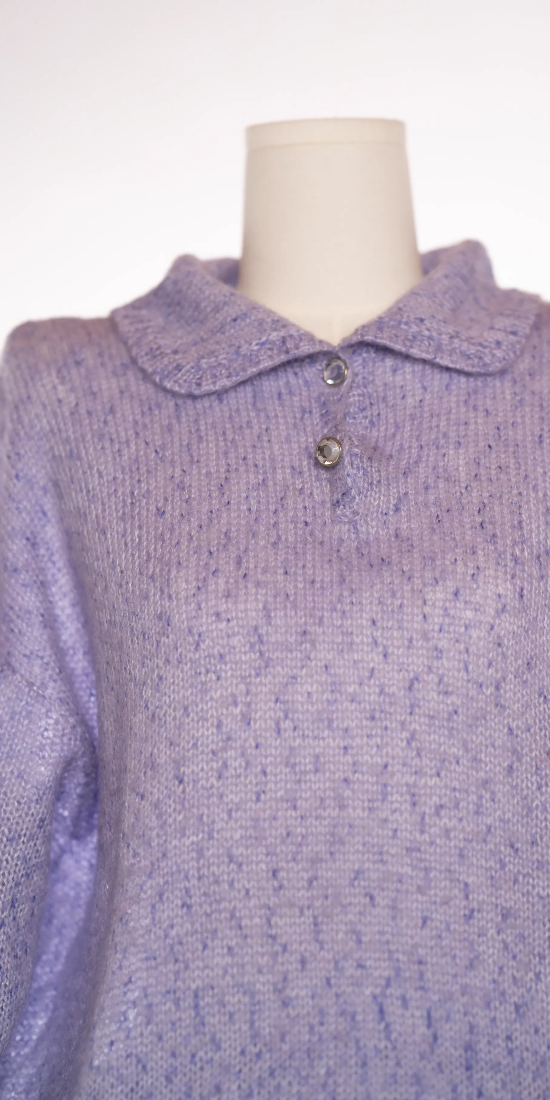 Pulover handmade polo din blend lana si mohair