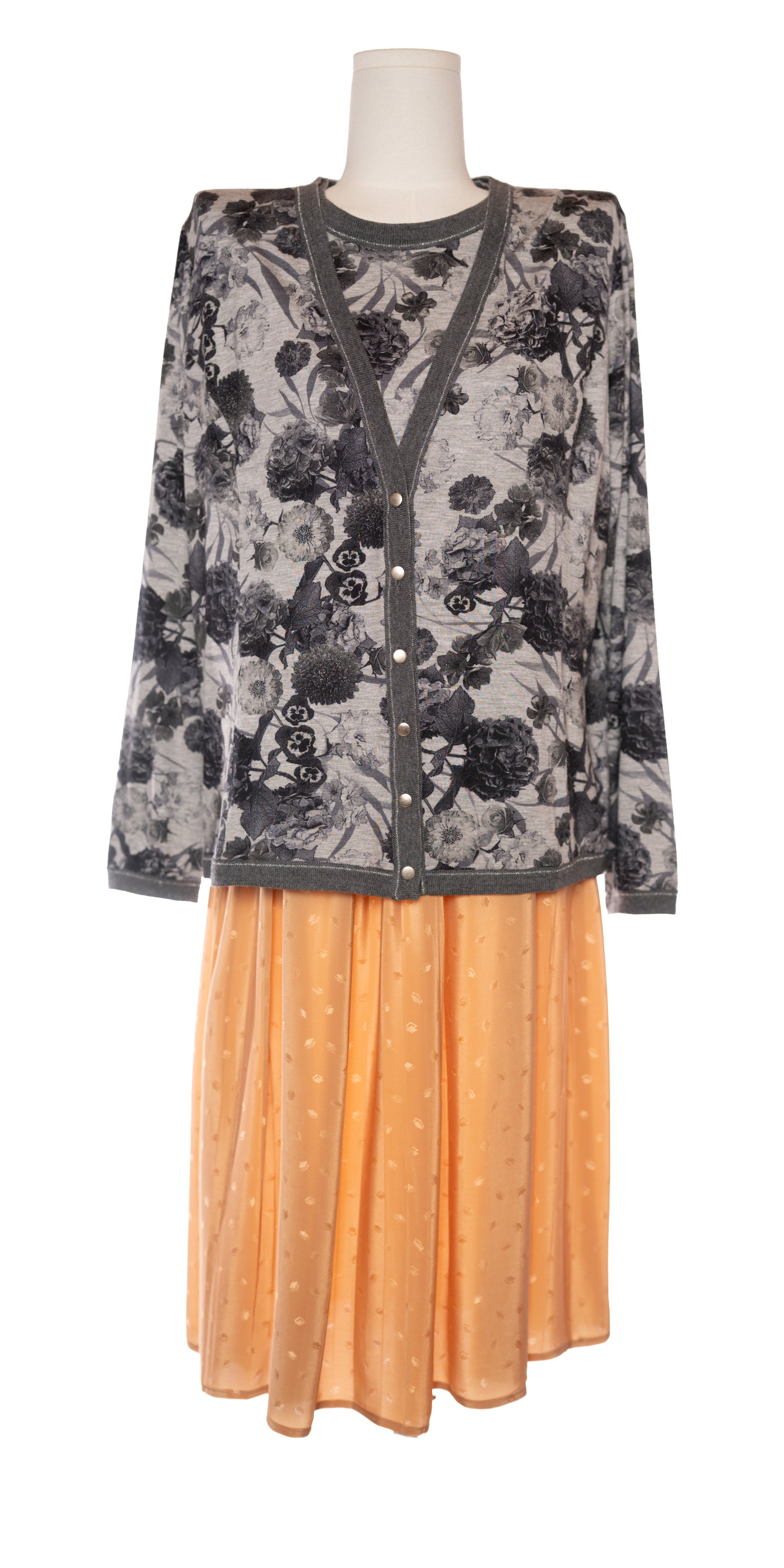 Set fin cu imprimeu floral -Tricou si cardigan - Armando Calo