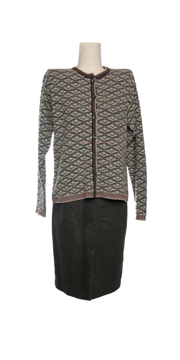 Cardigan multicolor din blend de lana