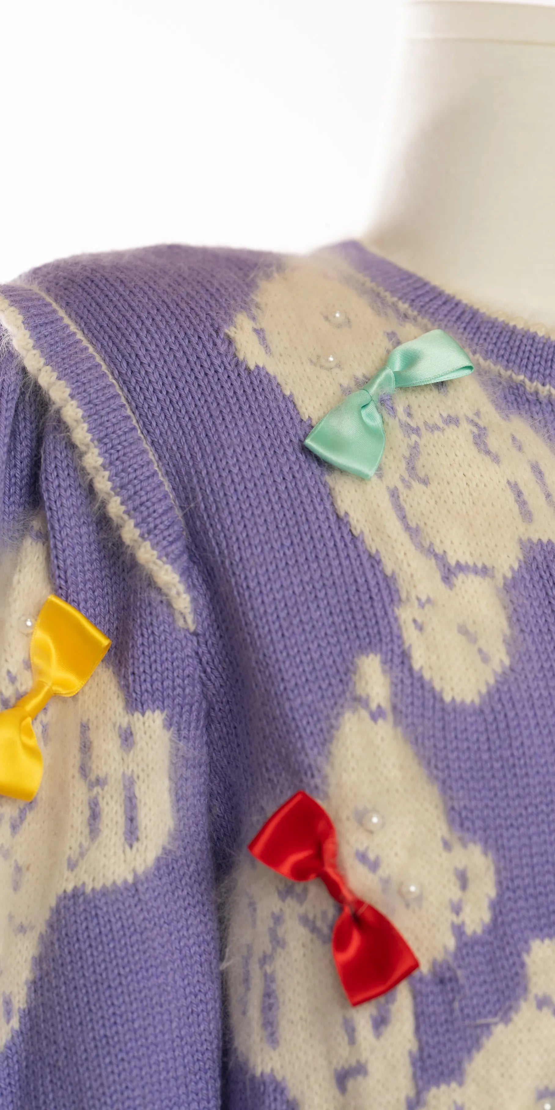 Cardigan din lana cu imprimeu "Bear"