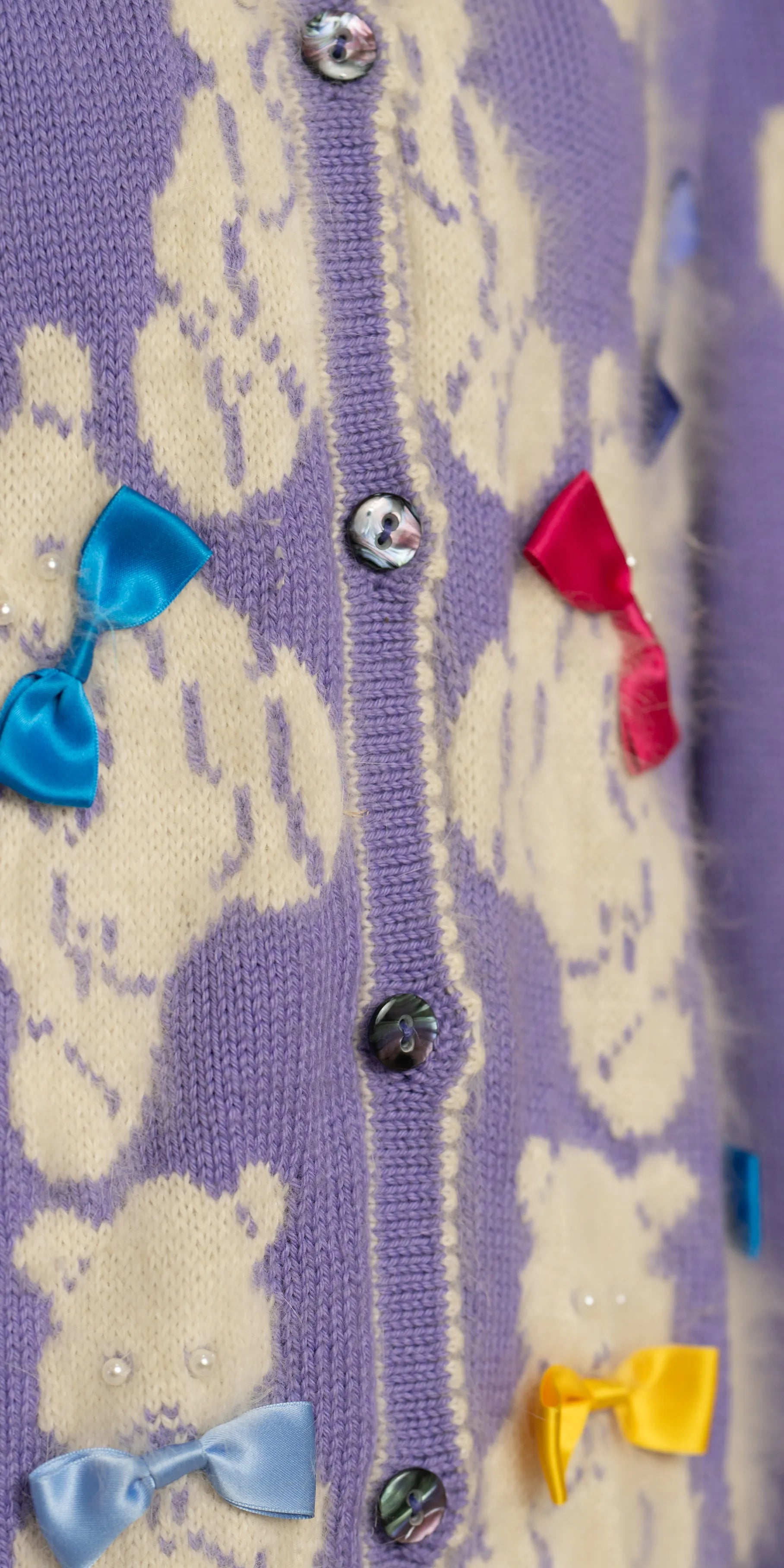 Cardigan din lana cu imprimeu "Bear"