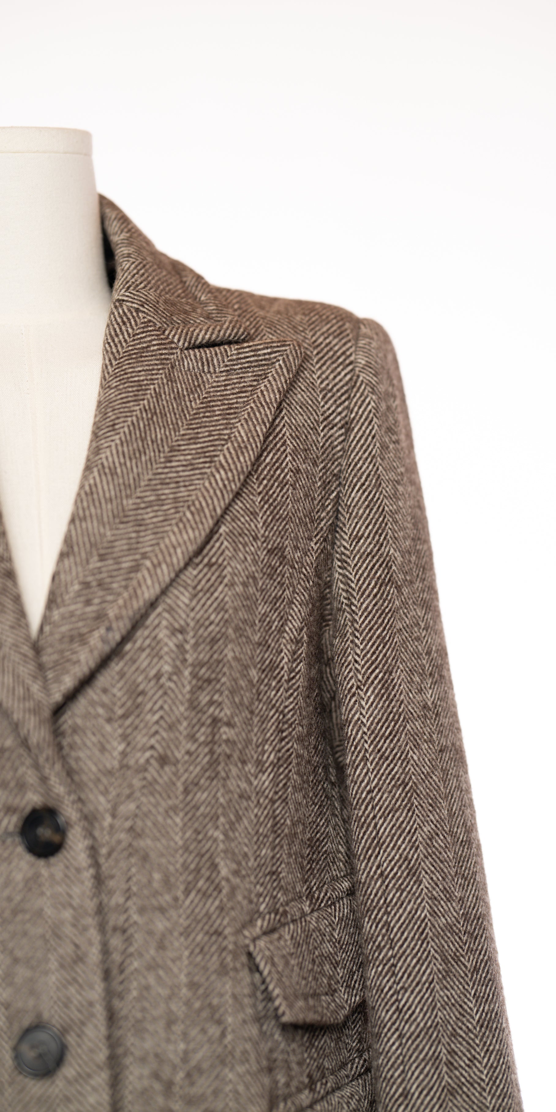 Palton herringbone din blend lana