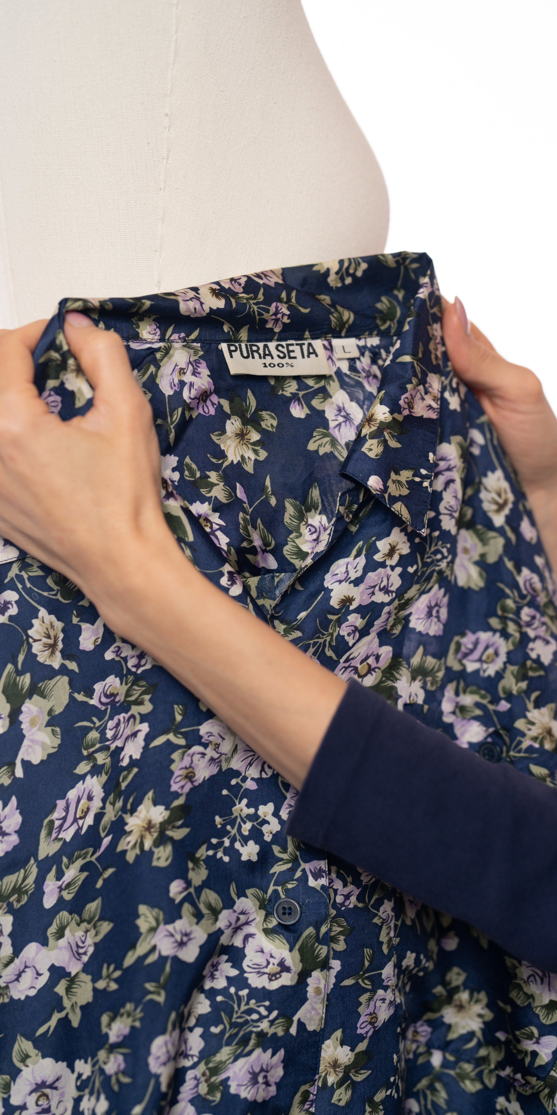 Camasa din matase naturala cu imprimeu floral - Pura Seta