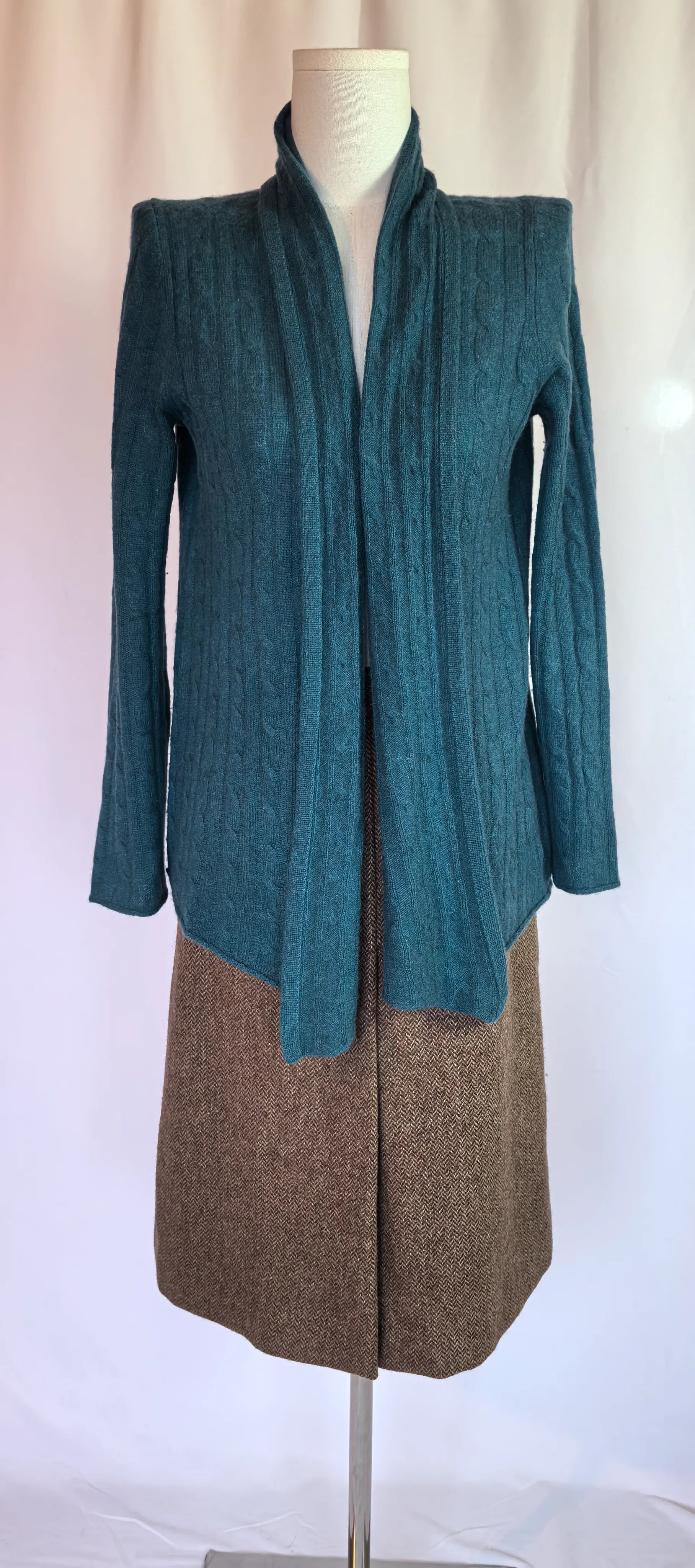 Cardigan cu torsade din casmir - White +warren