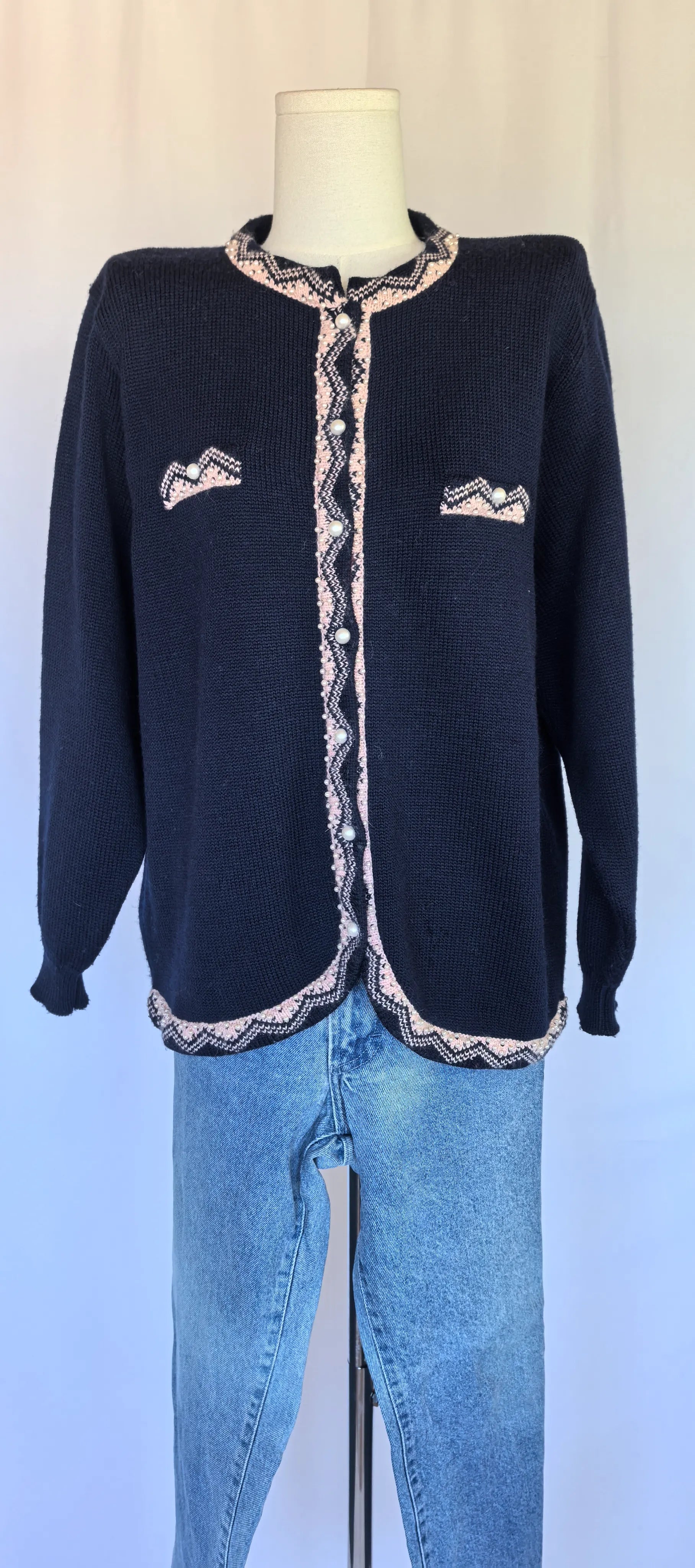 Cardigan din lana cu perle - New Maglia -XL