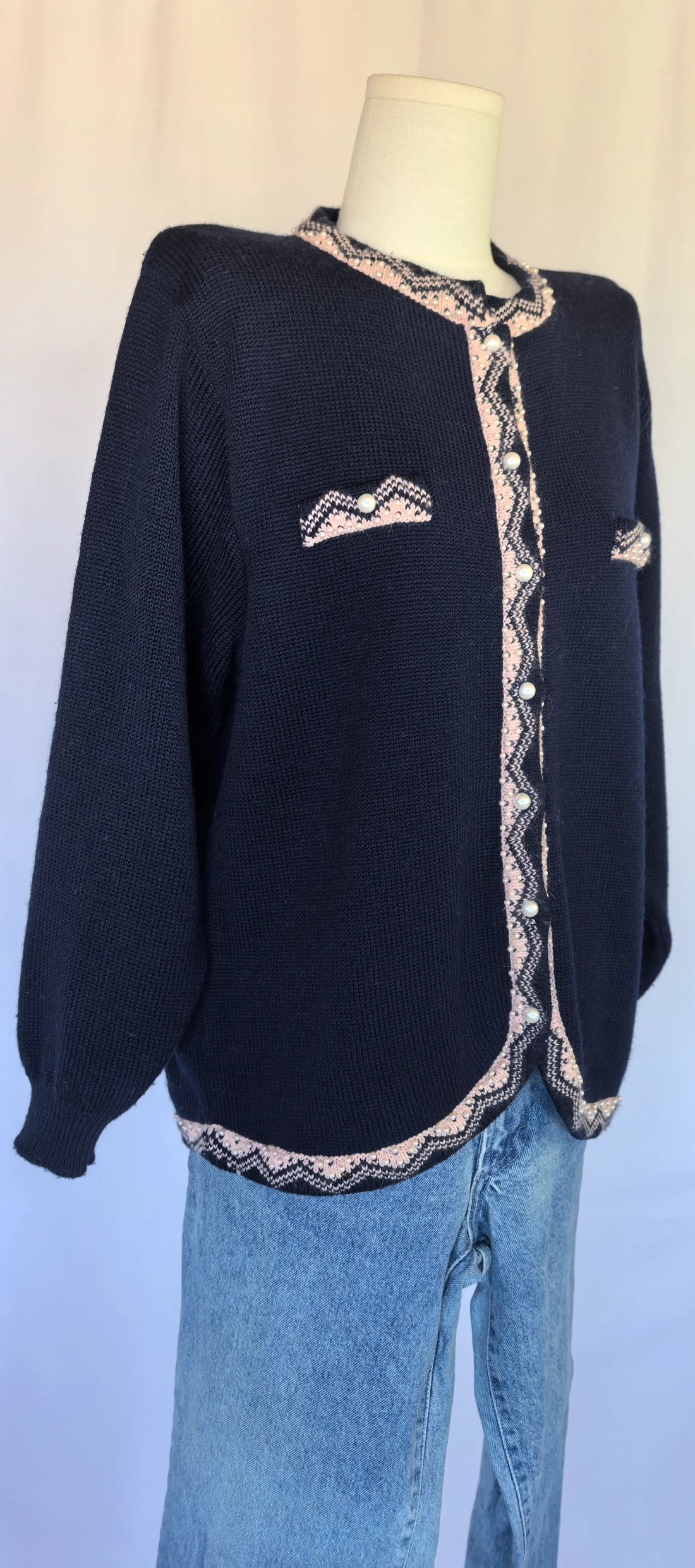 Cardigan din lana cu perle - New Maglia -XL