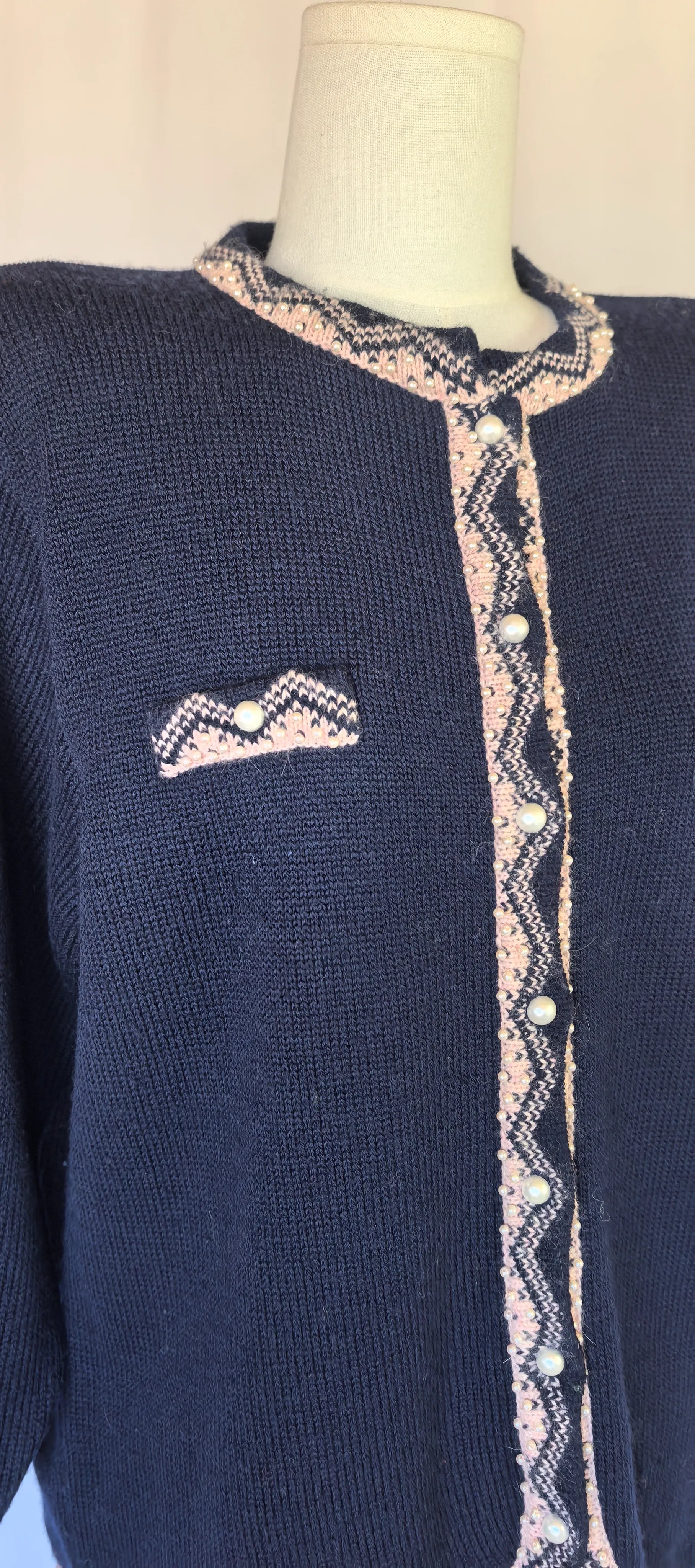 Cardigan din lana cu perle - New Maglia -XL