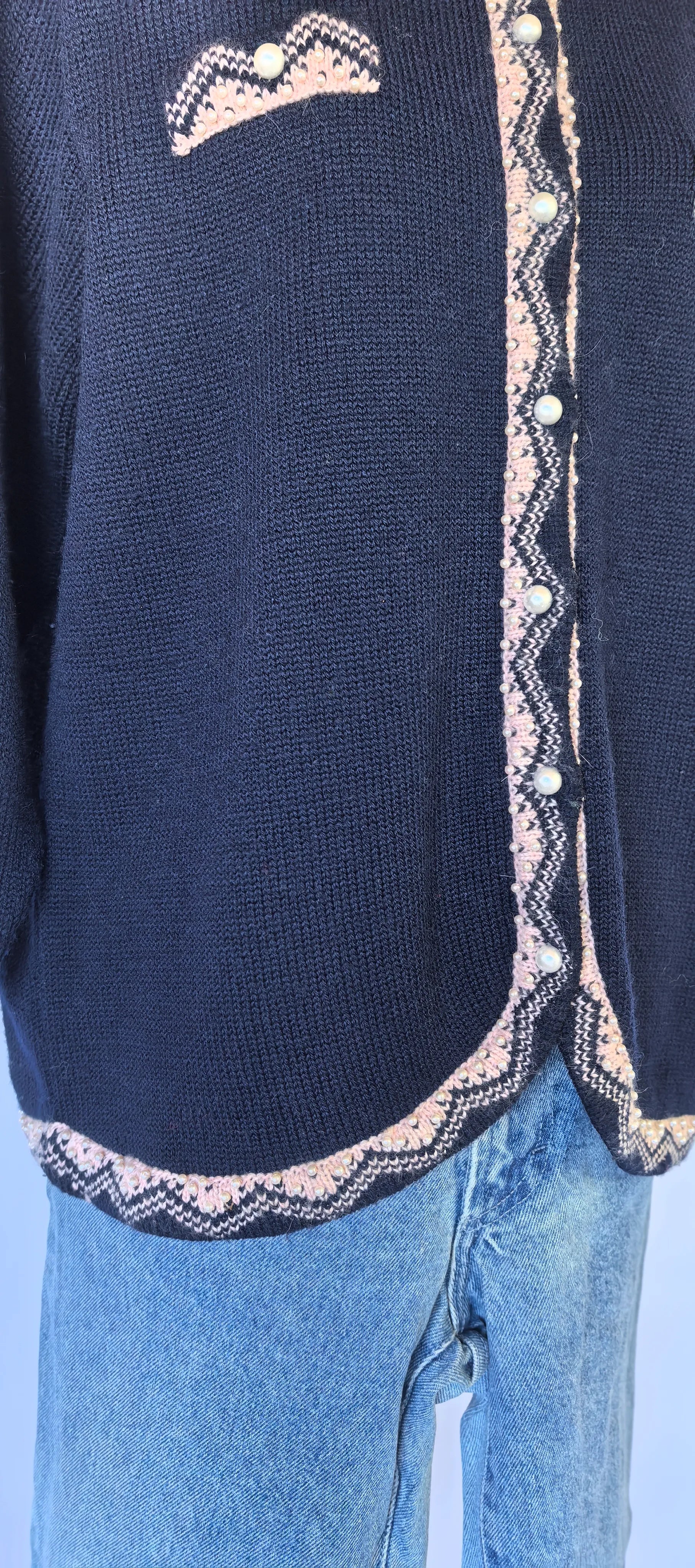 Cardigan din lana cu perle - New Maglia -XL