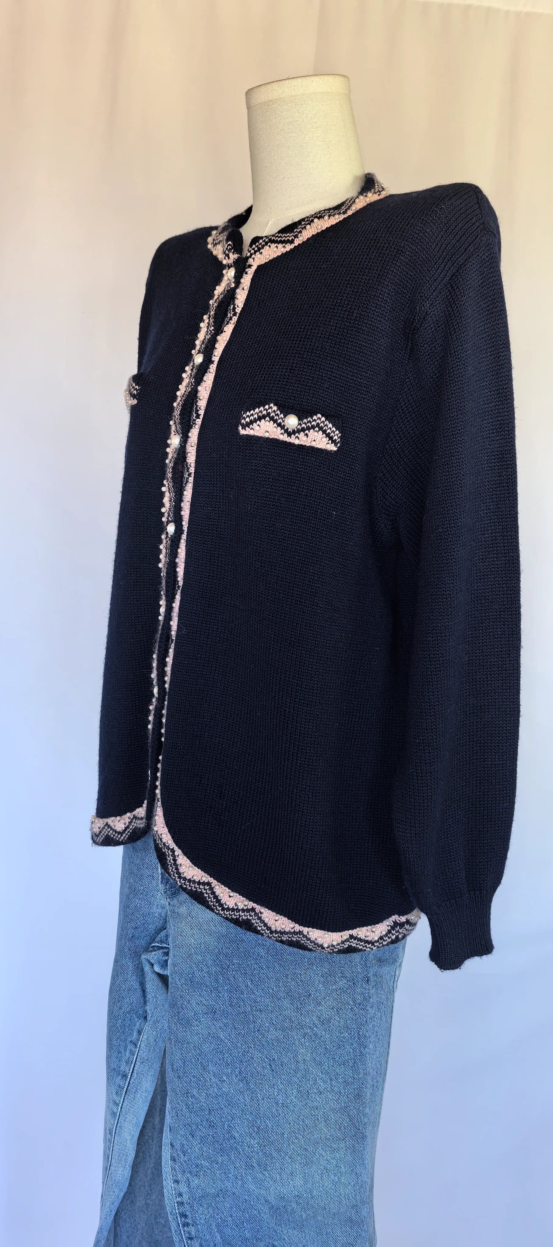 Cardigan din lana cu perle - New Maglia -XL