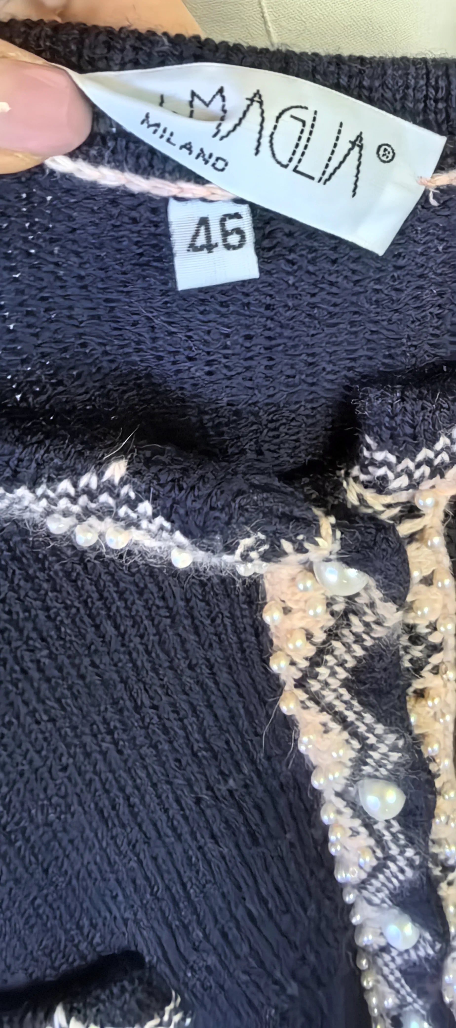 Cardigan din lana cu perle - New Maglia -XL