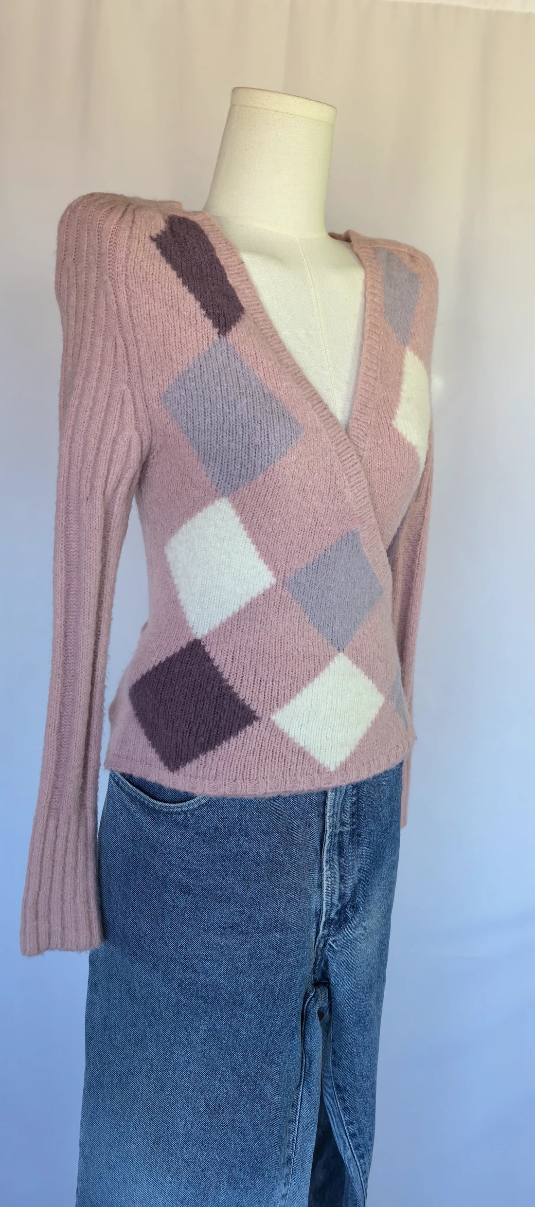 Pulover parte peste parte cu mohair kid