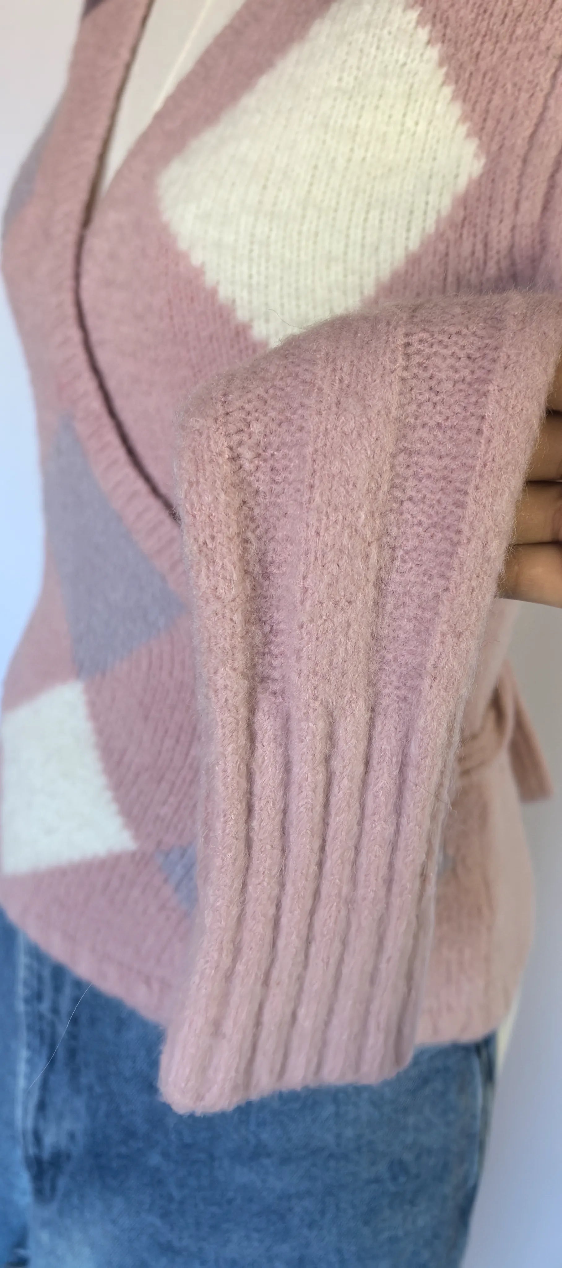 Pulover parte peste parte cu mohair kid