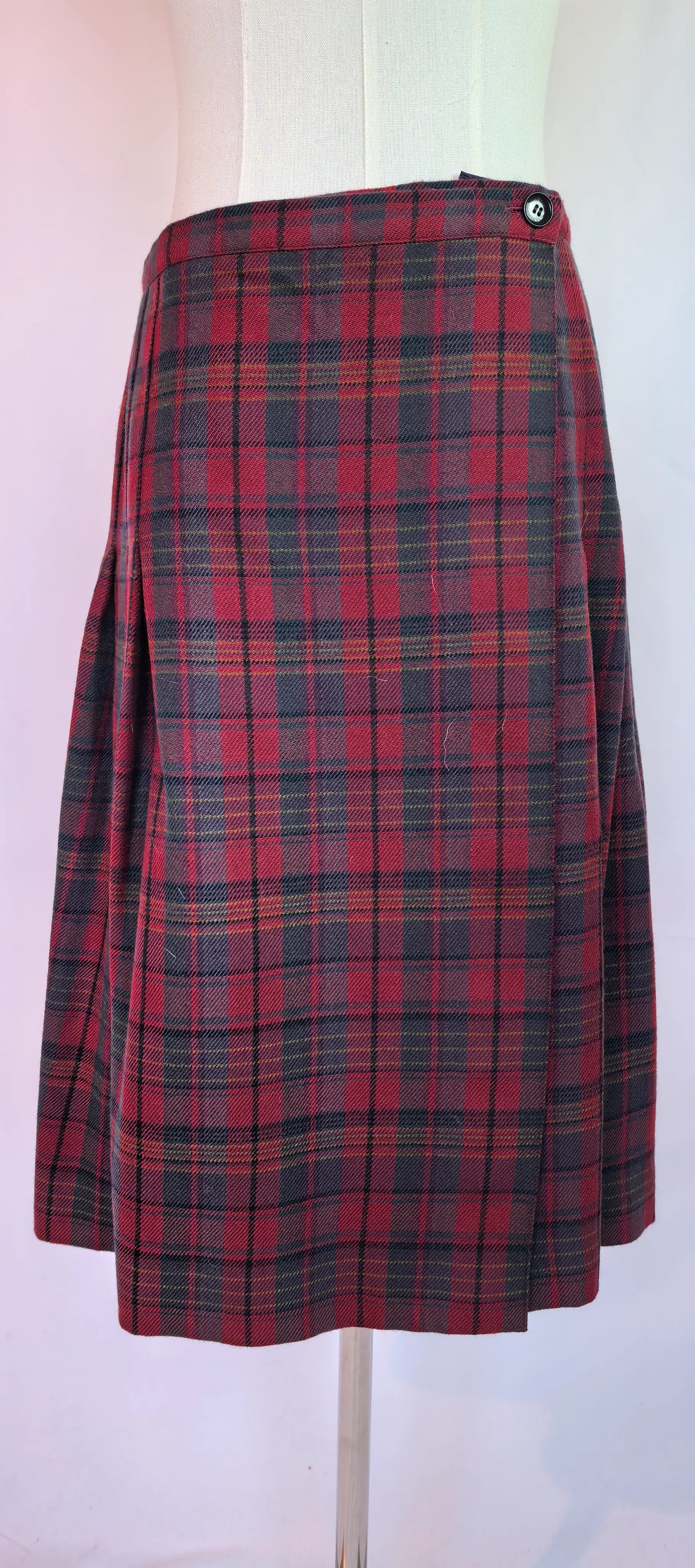 Fusta tartan din lana cu talie reglabila