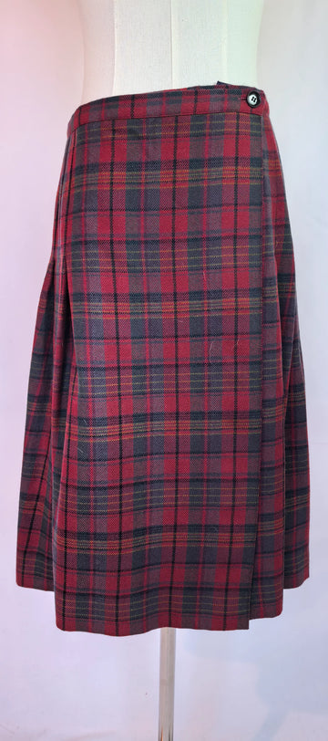 Fusta tartan din lana cu talie reglabila