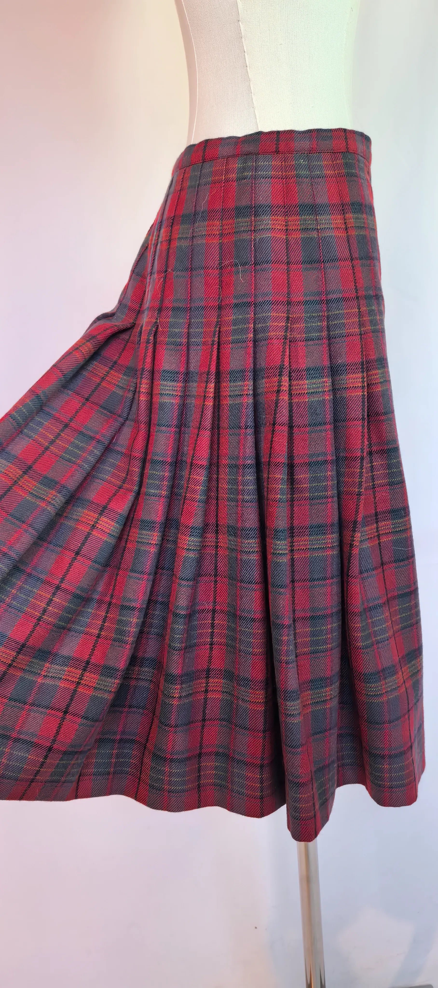 Fusta tartan din lana cu talie reglabila