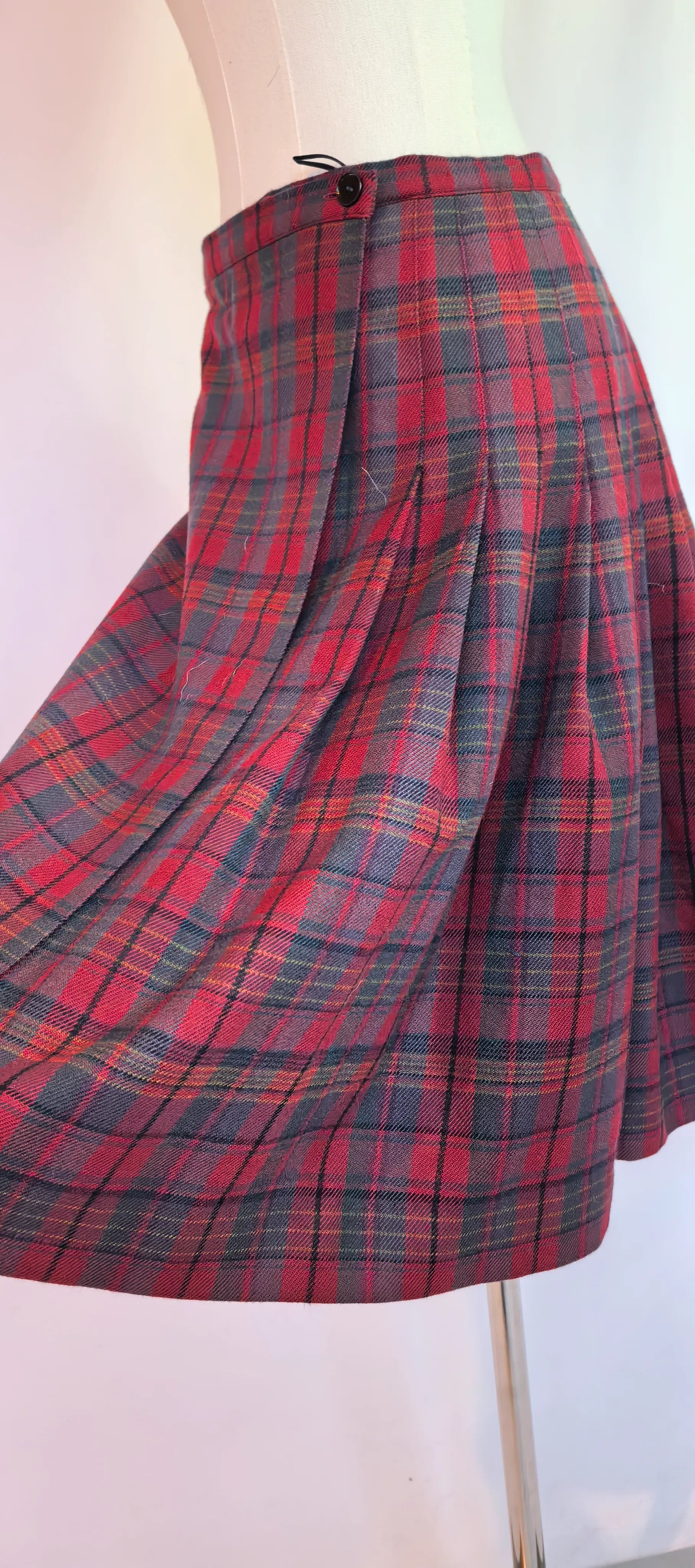 Fusta tartan din lana cu talie reglabila