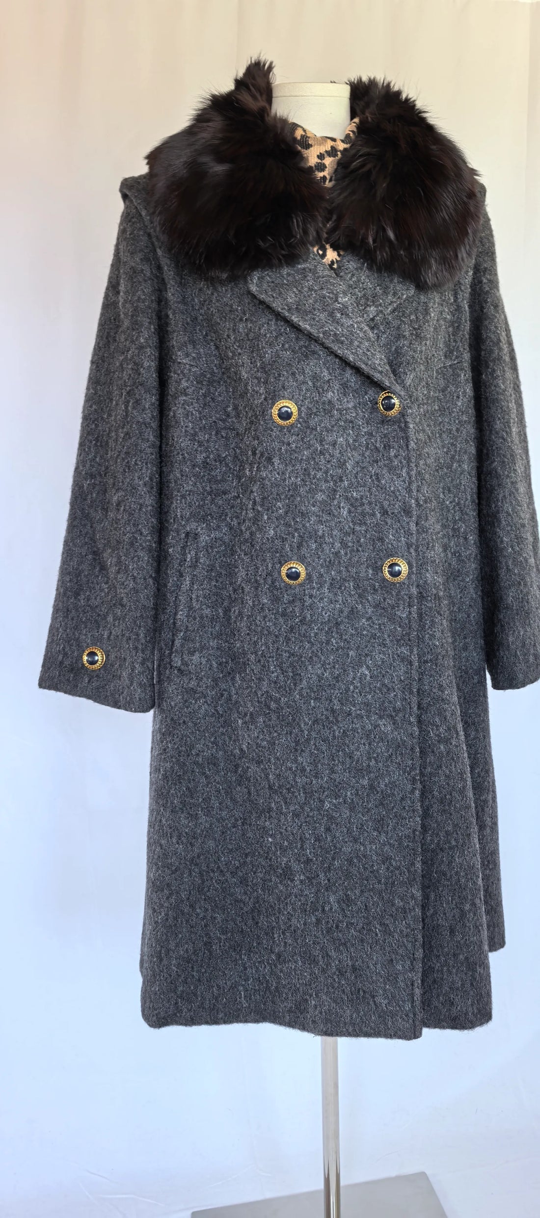 Palton amplu din lana  cu fir lung -Team Mode