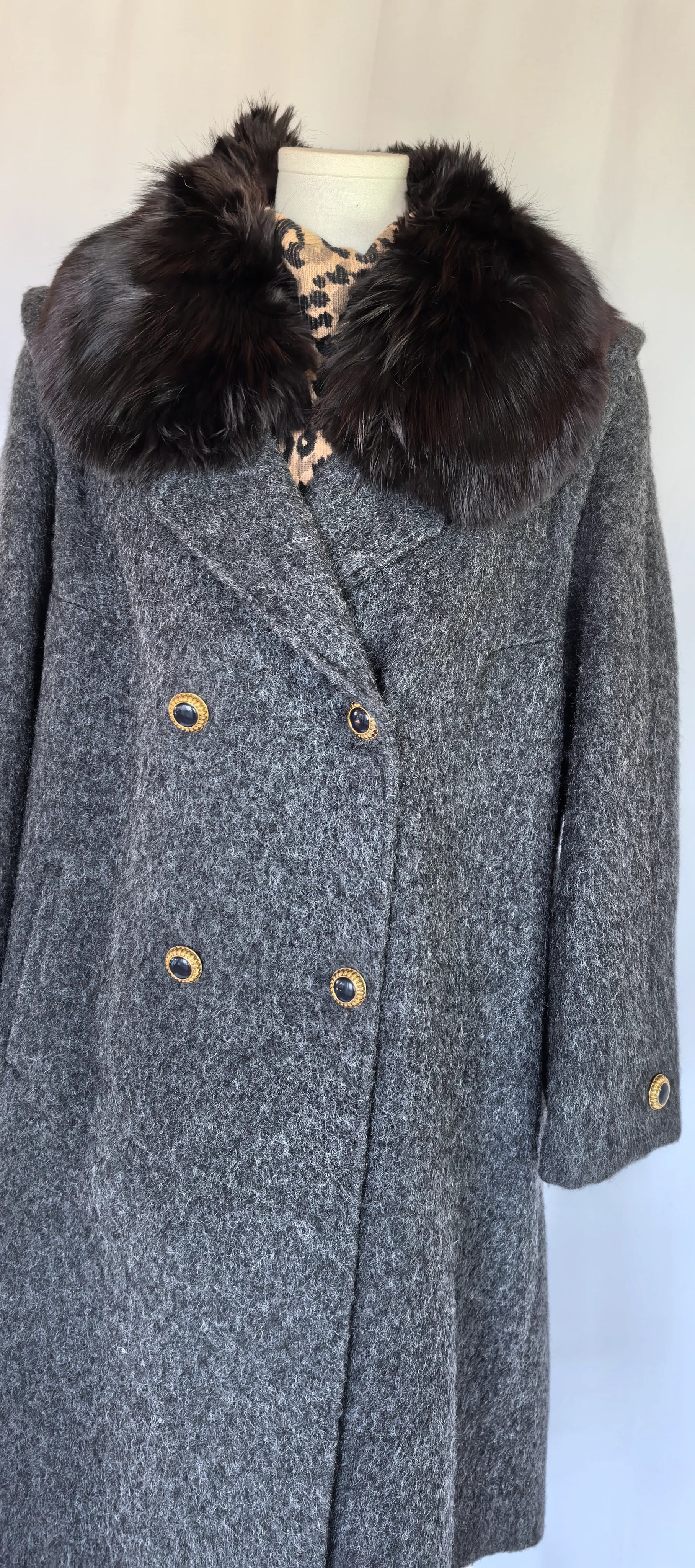 Palton amplu din lana  cu fir lung -Team Mode