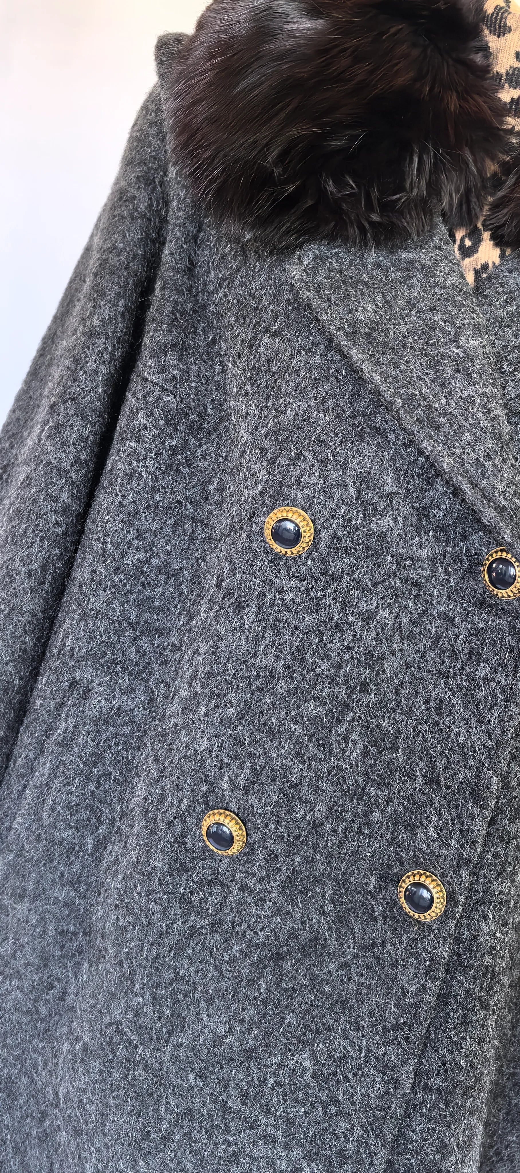 Palton amplu din lana  cu fir lung -Team Mode