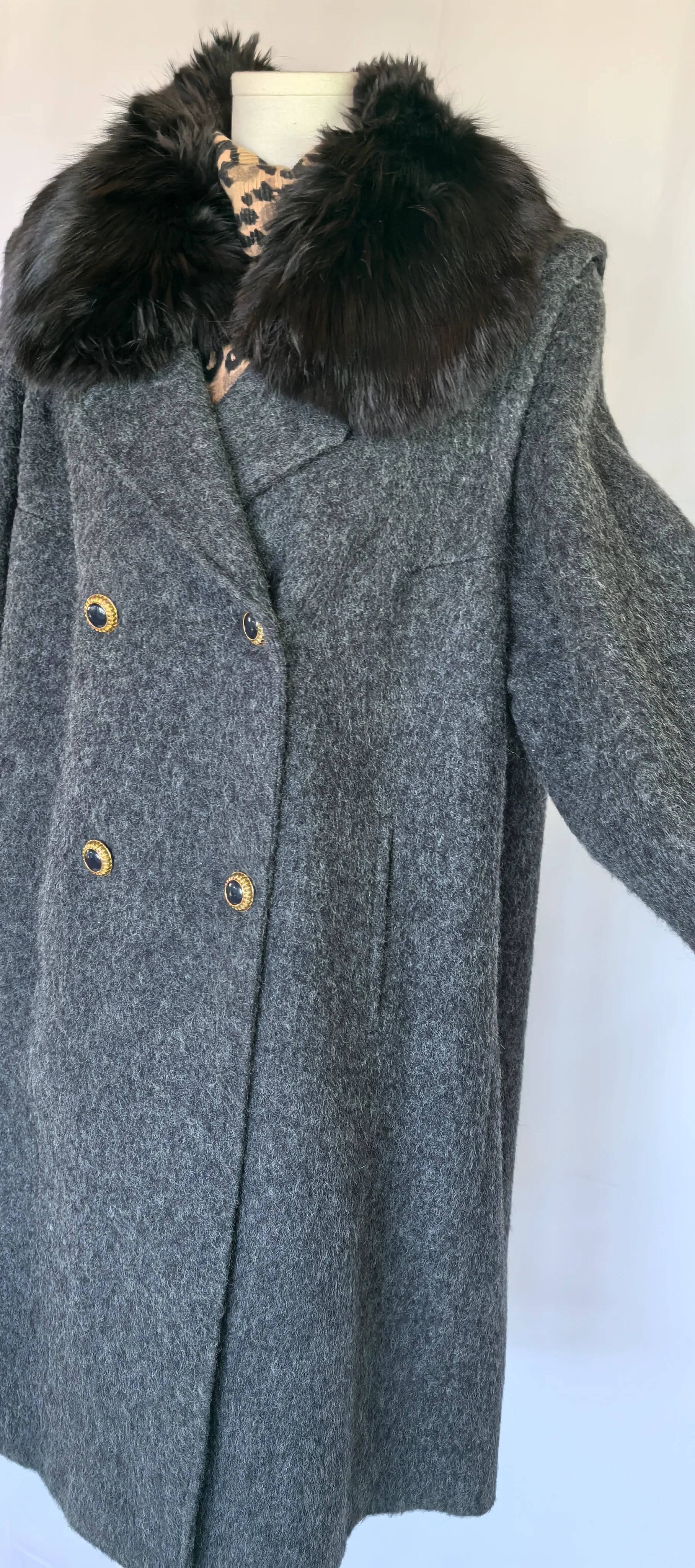 Palton amplu din lana  cu fir lung -Team Mode