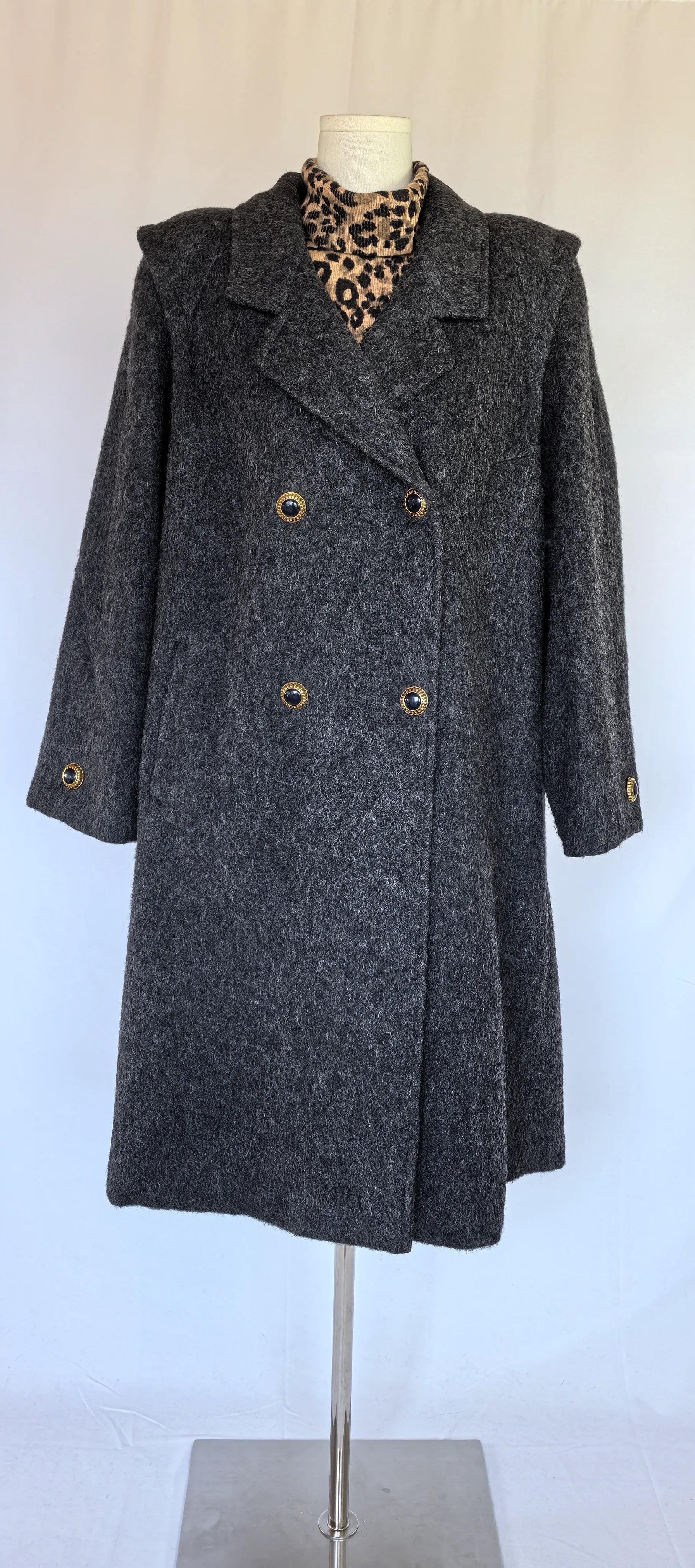 Palton amplu din lana  cu fir lung -Team Mode