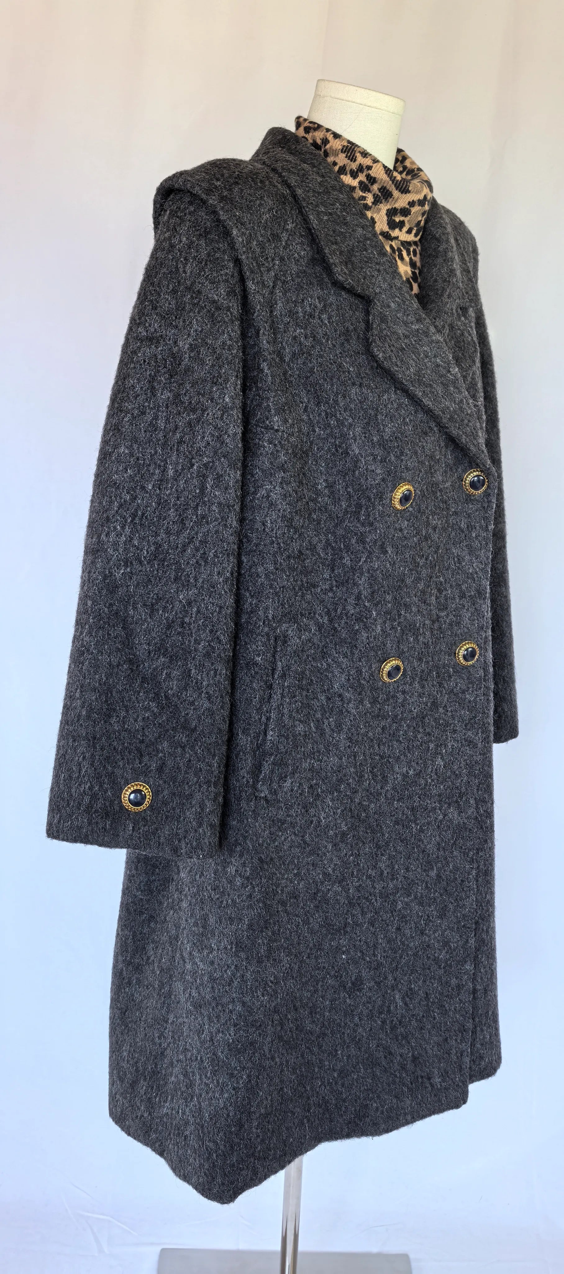 Palton amplu din lana  cu fir lung -Team Mode