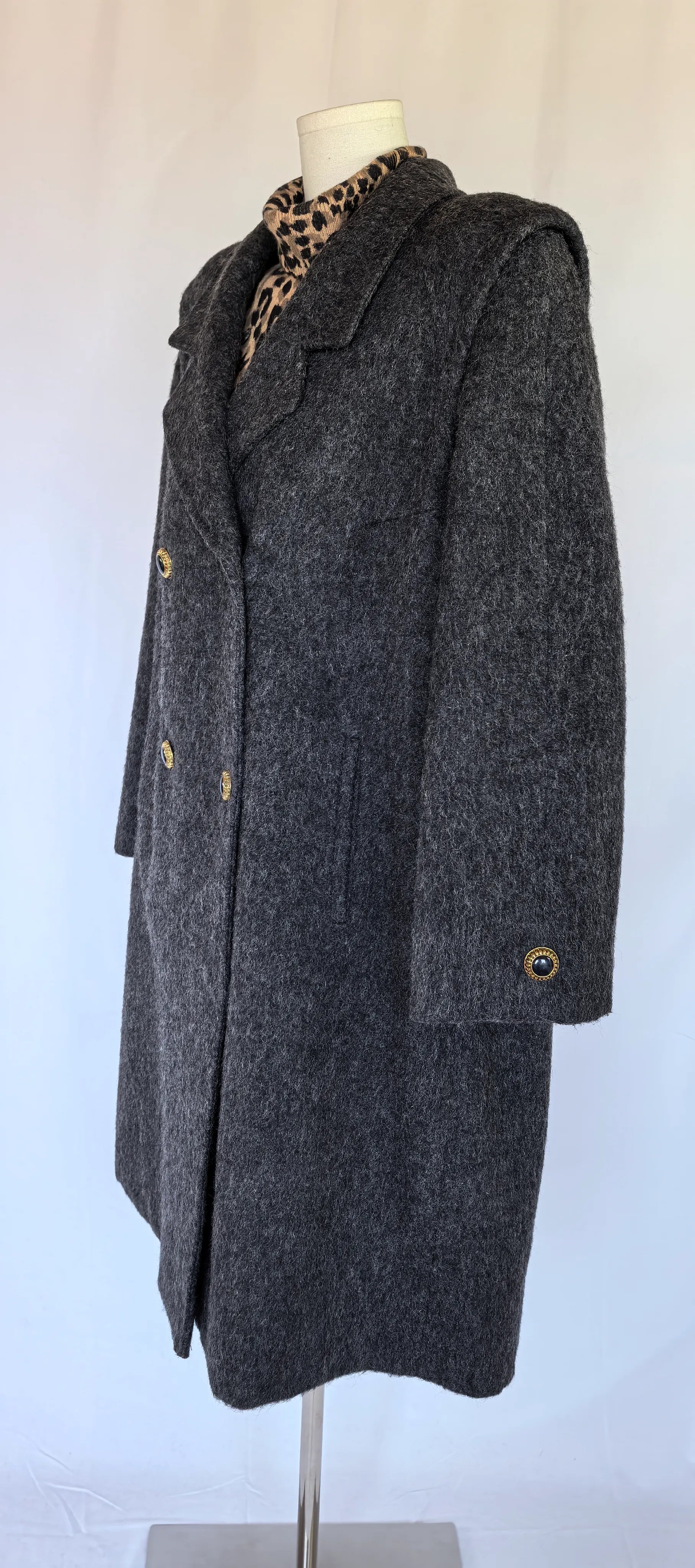 Palton amplu din lana  cu fir lung -Team Mode