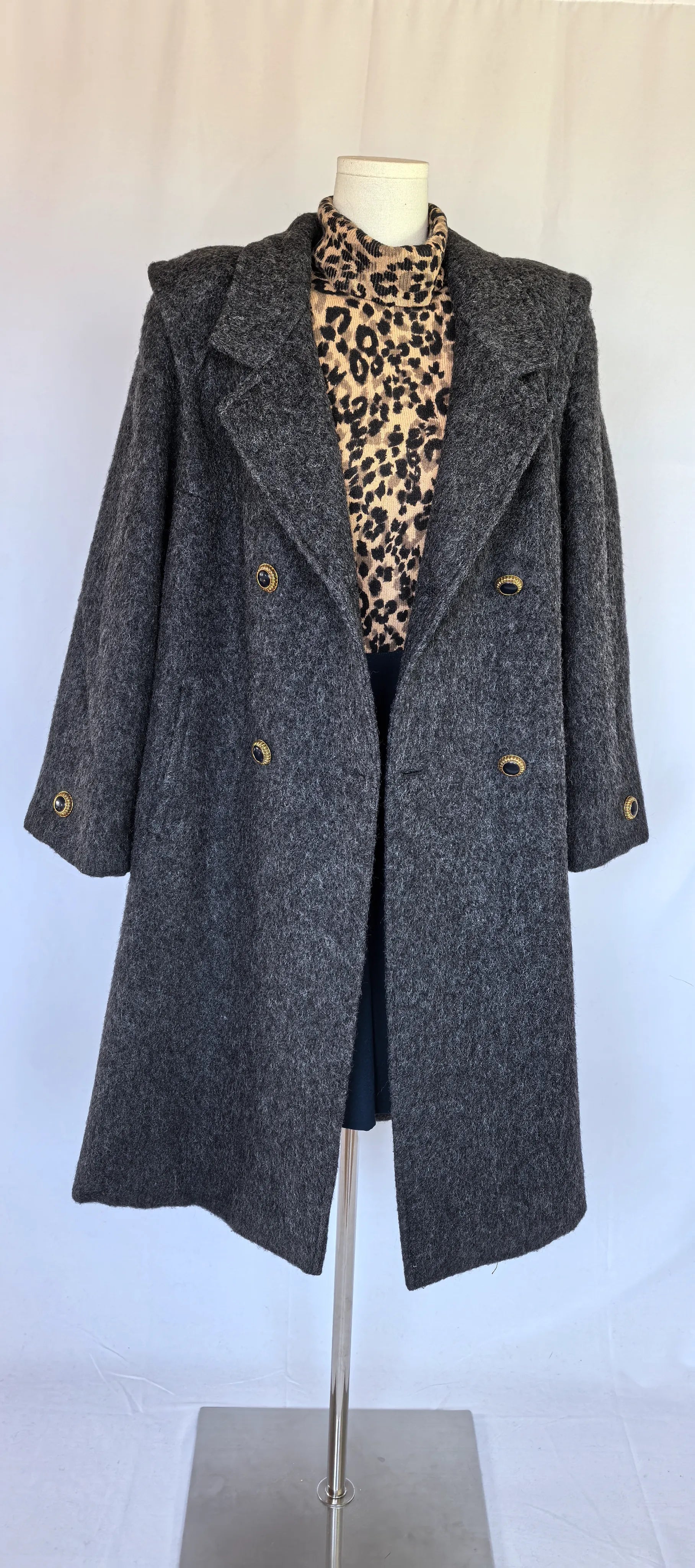 Palton amplu din lana  cu fir lung -Team Mode