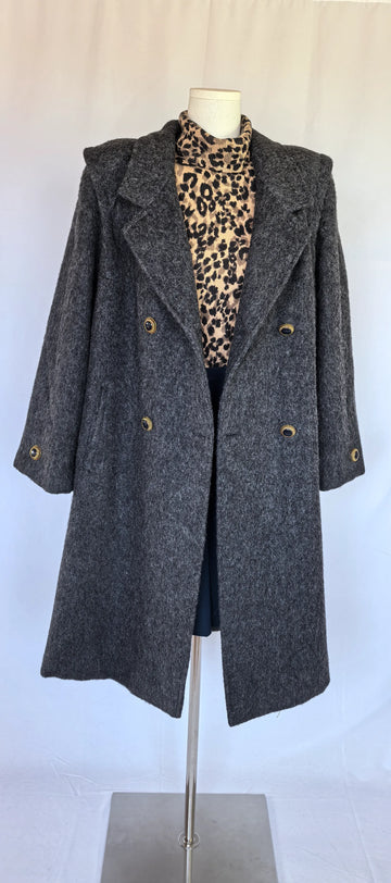 Palton amplu din lana  cu fir lung -Team Mode