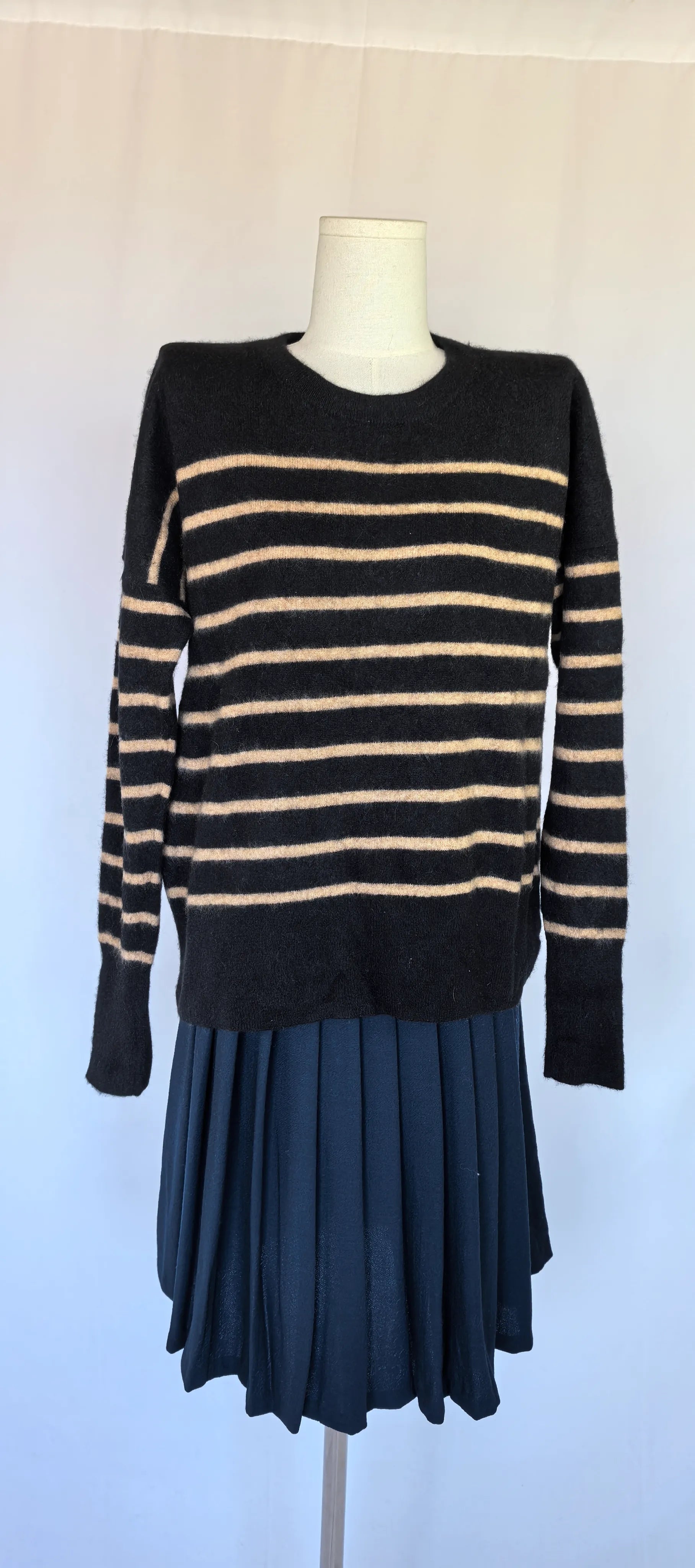 Pulover cu dungi din dublu fir de casmir - Tahari