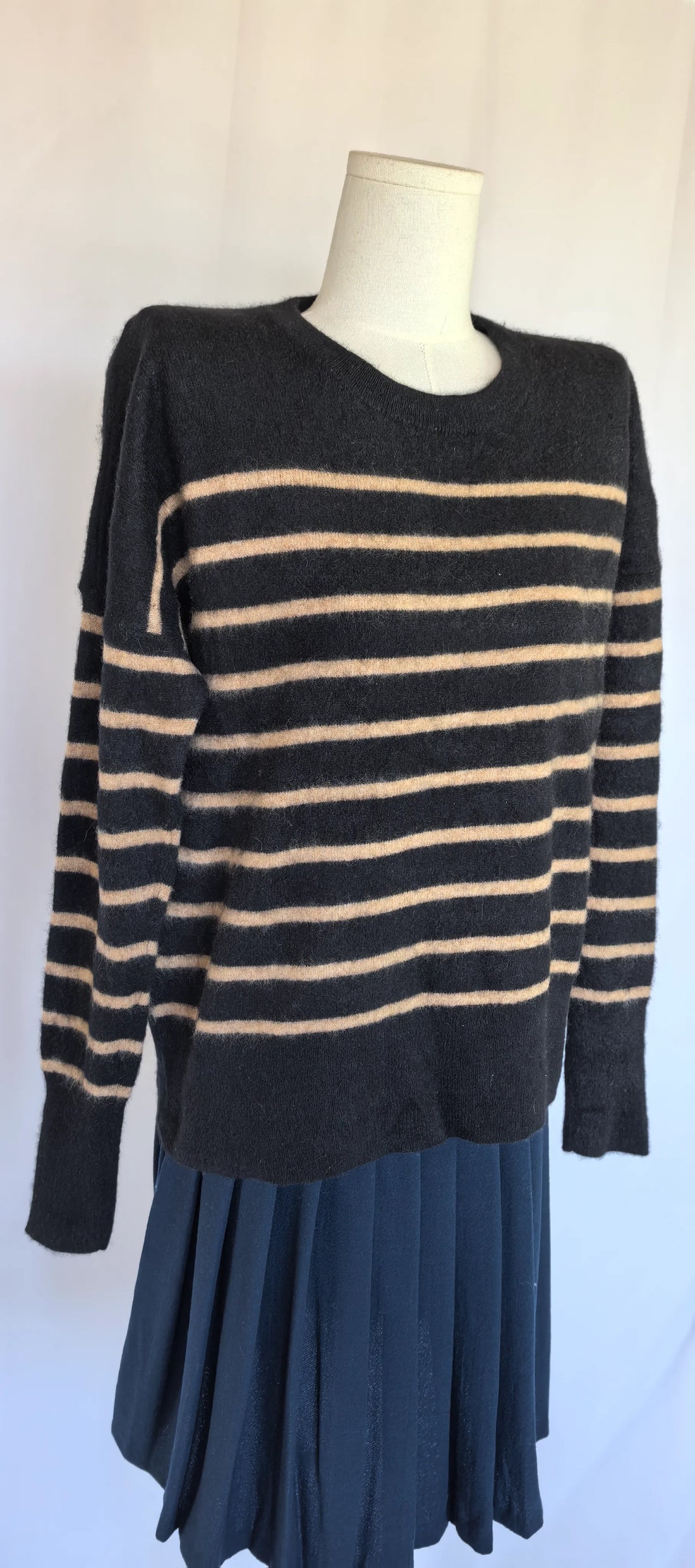 Pulover cu dungi din dublu fir de casmir - Tahari