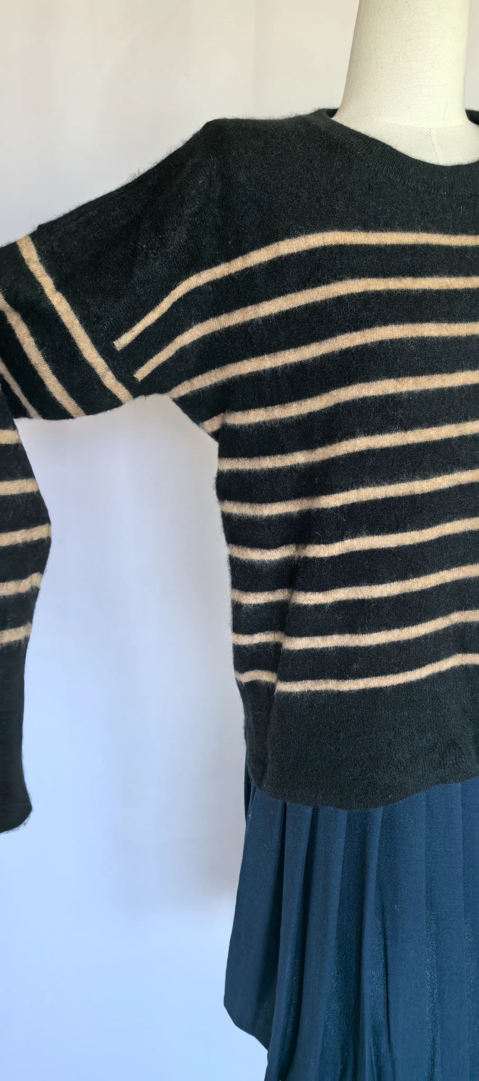 Pulover cu dungi din dublu fir de casmir - Tahari