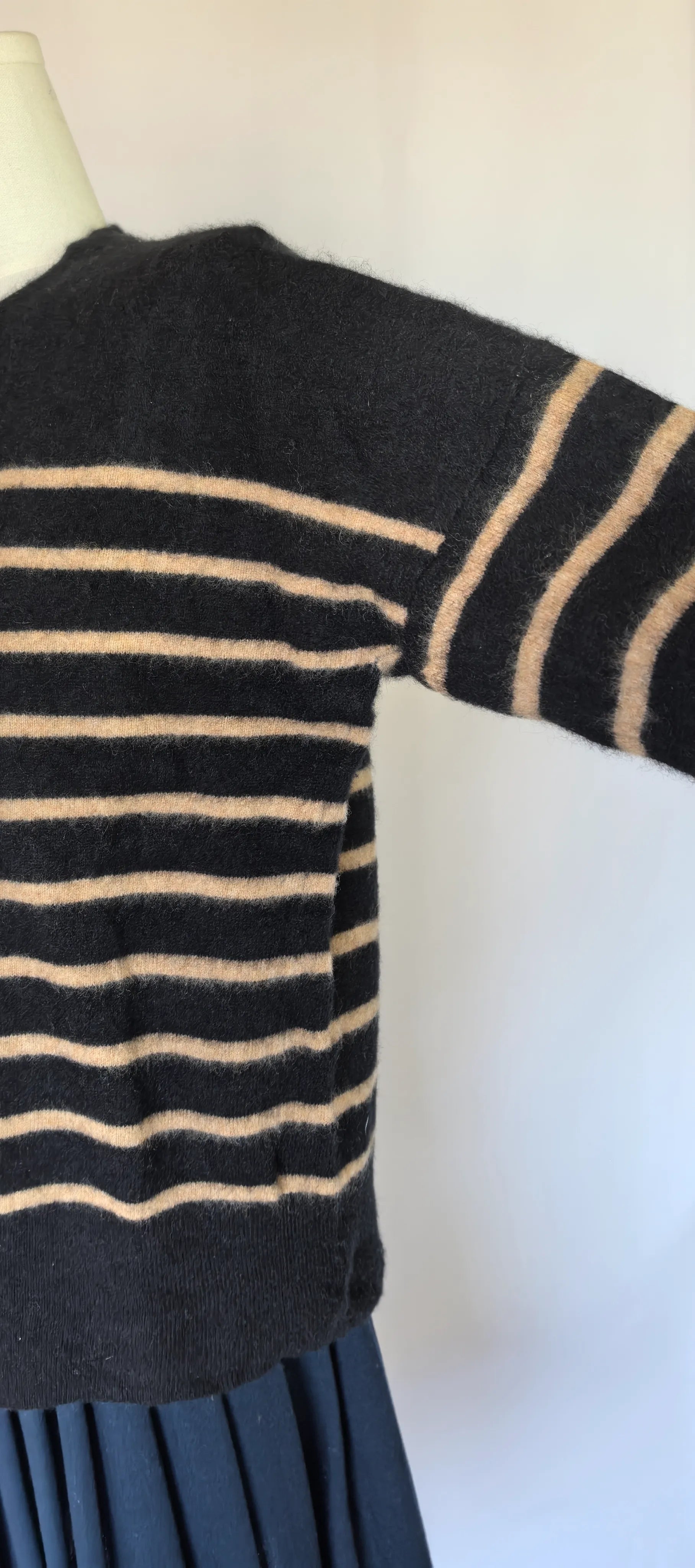 Pulover cu dungi din dublu fir de casmir - Tahari