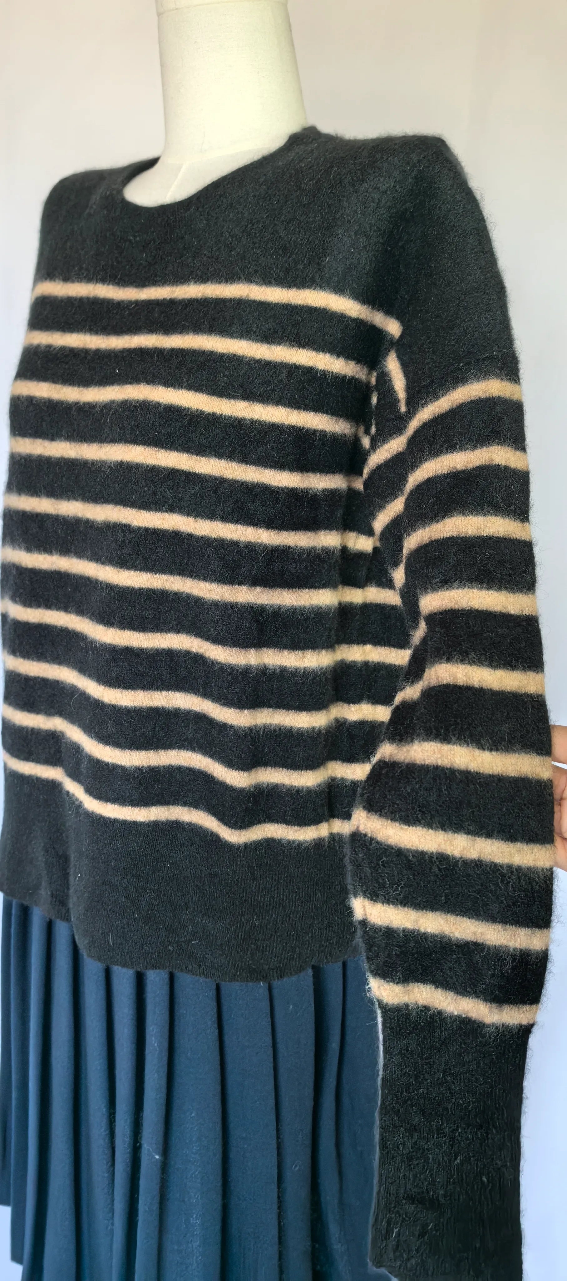 Pulover cu dungi din dublu fir de casmir - Tahari