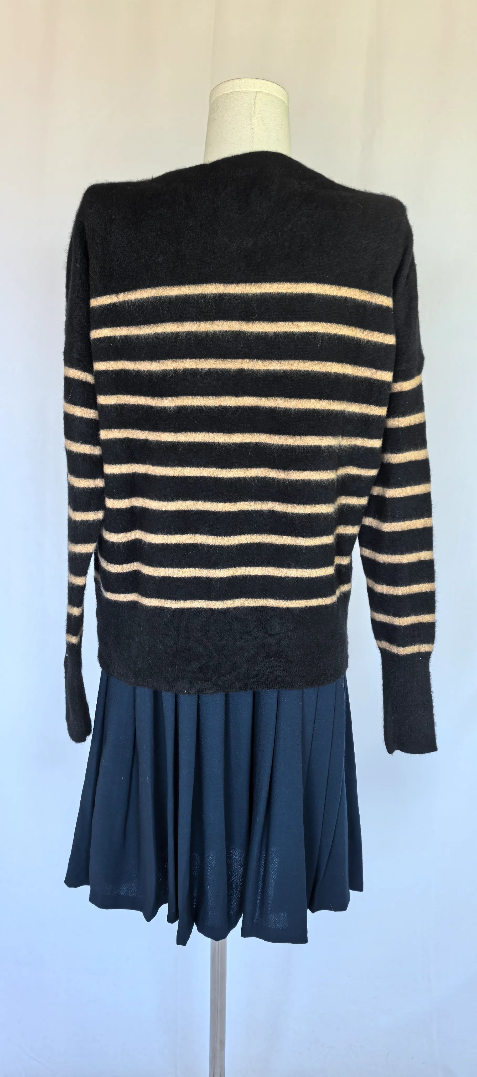 Pulover cu dungi din dublu fir de casmir - Tahari