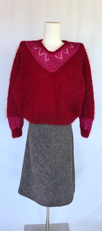 Pulover tricotat handmade din lana si mohair