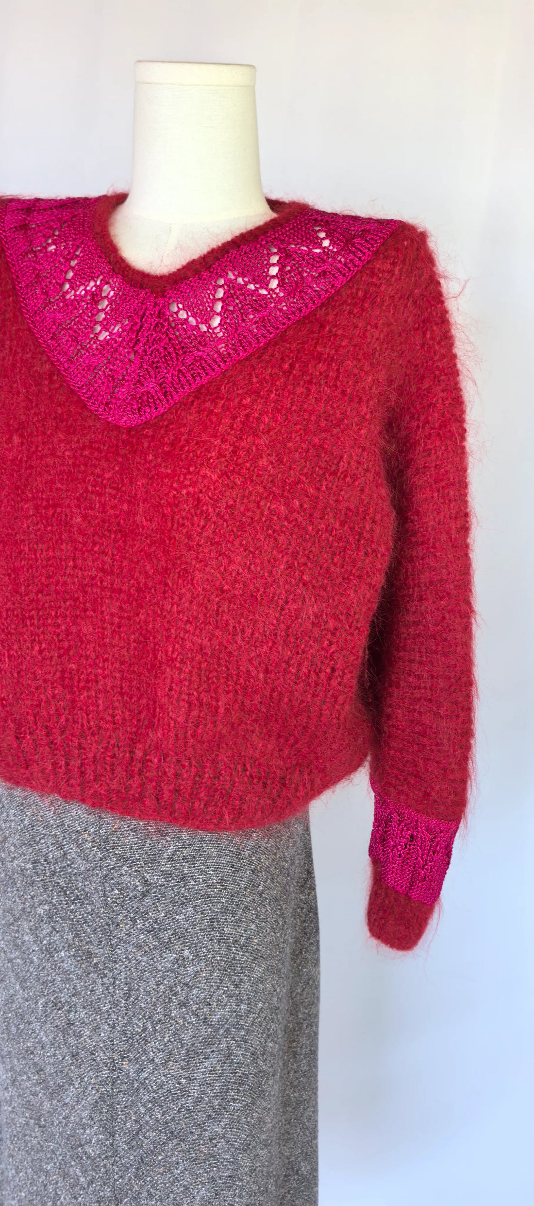 Pulover tricotat handmade din lana si mohair