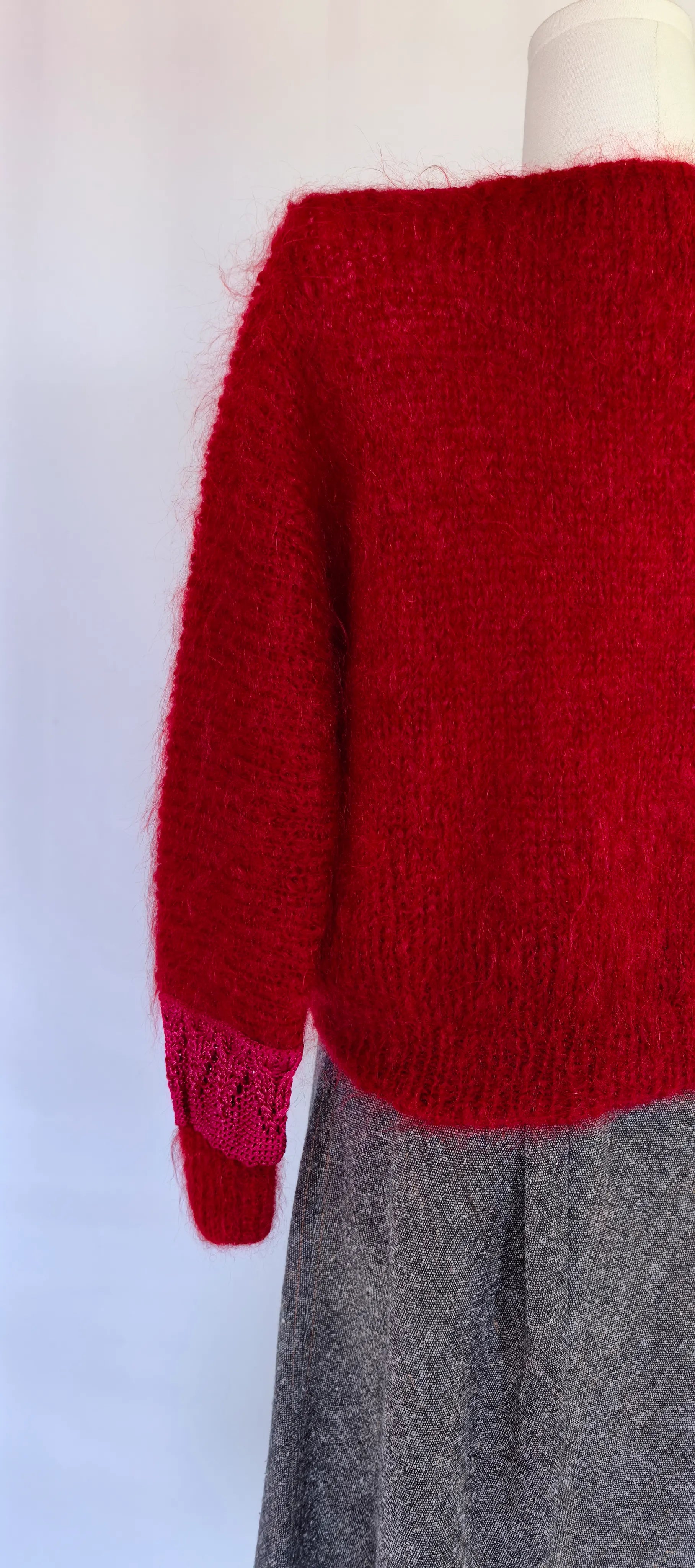 Pulover tricotat handmade din lana si mohair