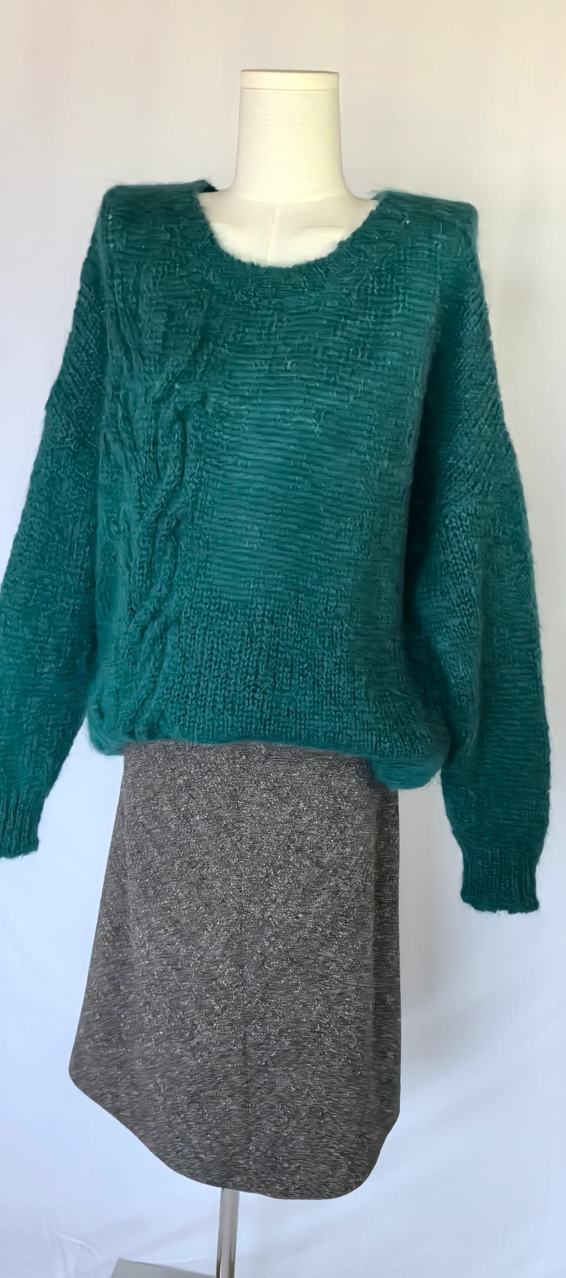 Pulover oversized din blend de lana si alpaca - Elsamanda