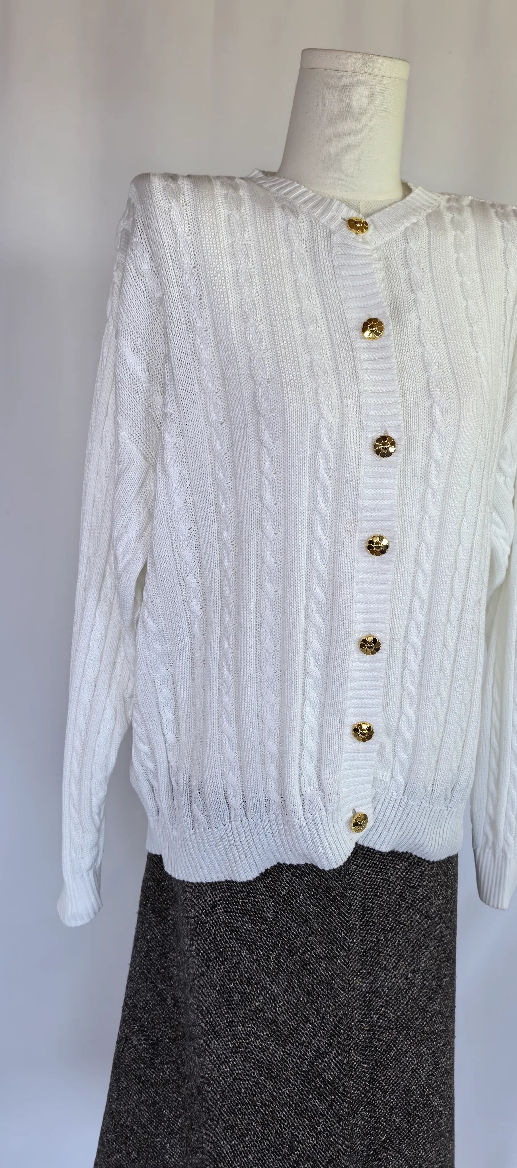 Cardigan din bumbac cu torsade