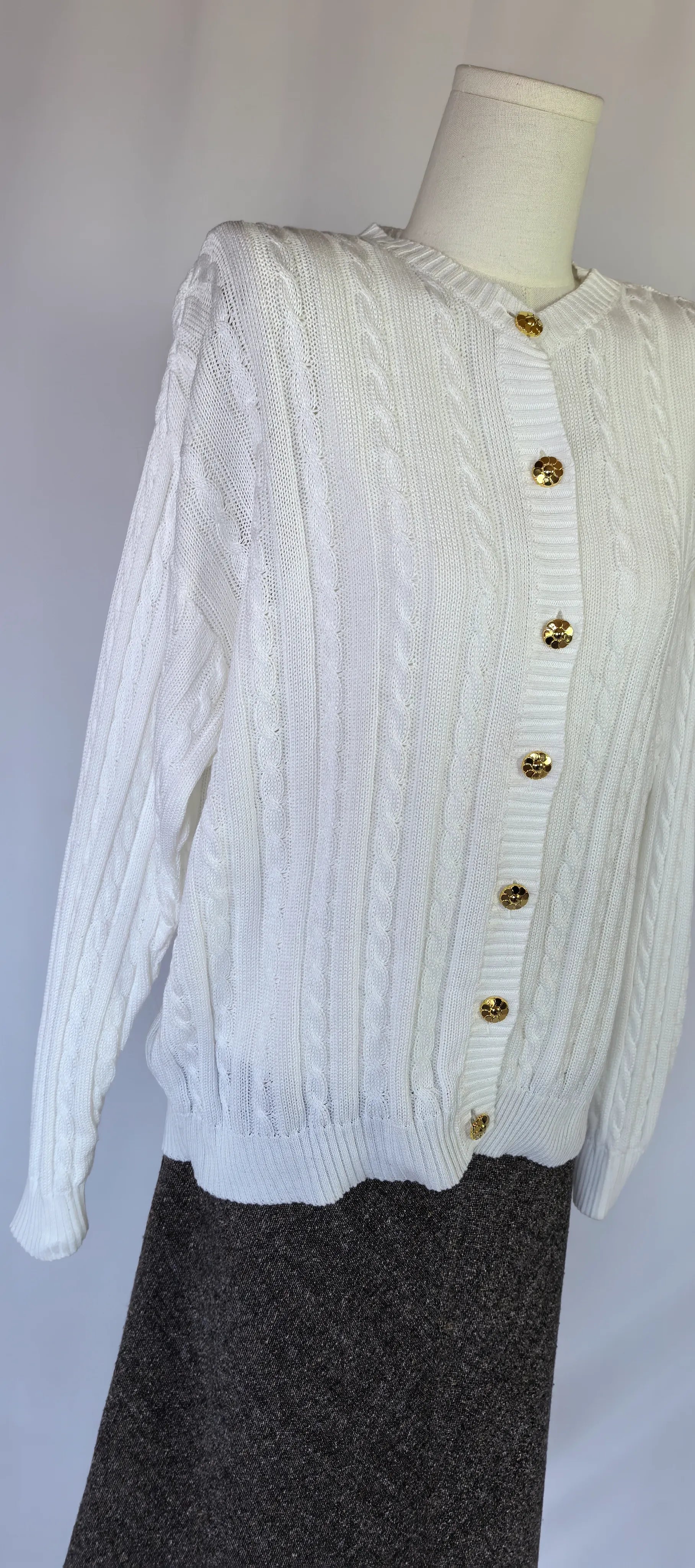 Cardigan din bumbac cu torsade